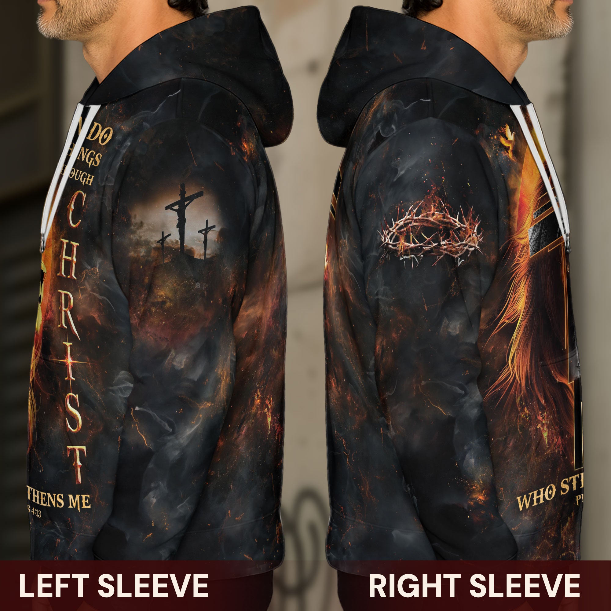 Philippians 4:13 Lion of Judah Cross I Can Do All Things Christian Hoodie