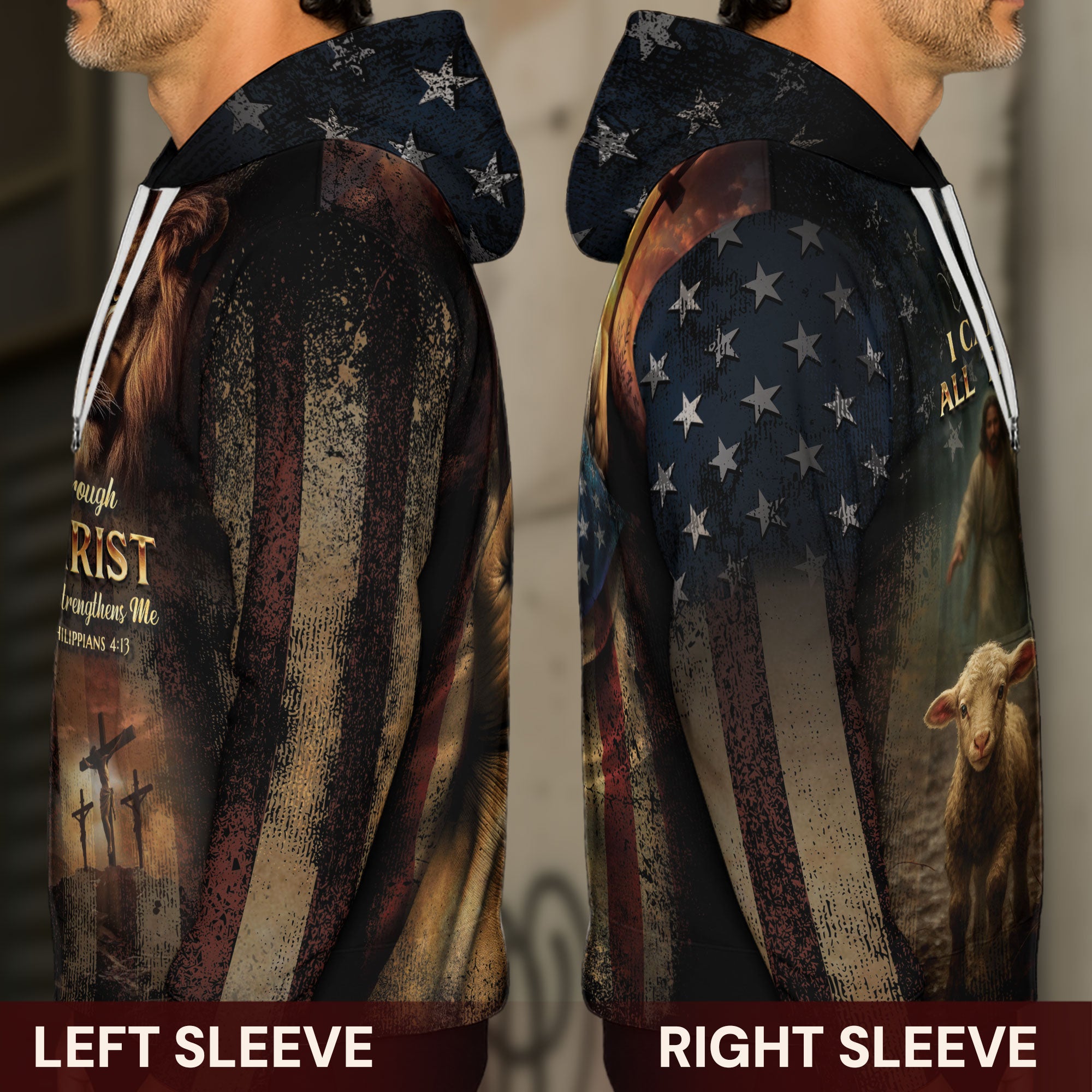 Philippians 4:13 Lion and Lamb I Can Do All Things Through Christ Hoodie