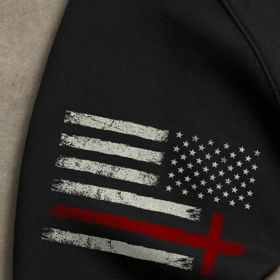 Trust in the Lord Hoodie – Proverbs 3:5-6 Cross & USA Flag Design