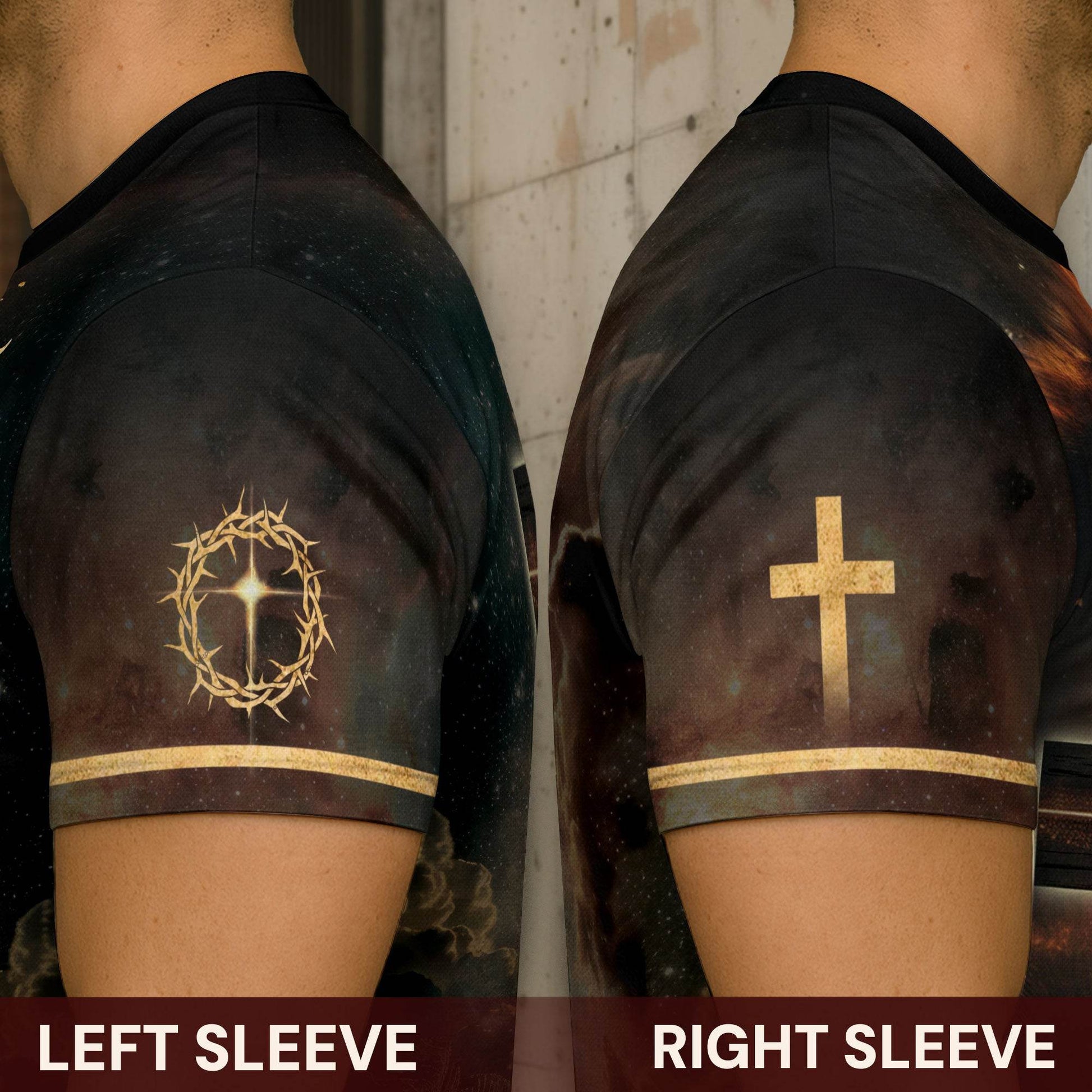 Jesus Is King Glowing Cross Of Light And Lion T-Shirt - Rust Field Wear