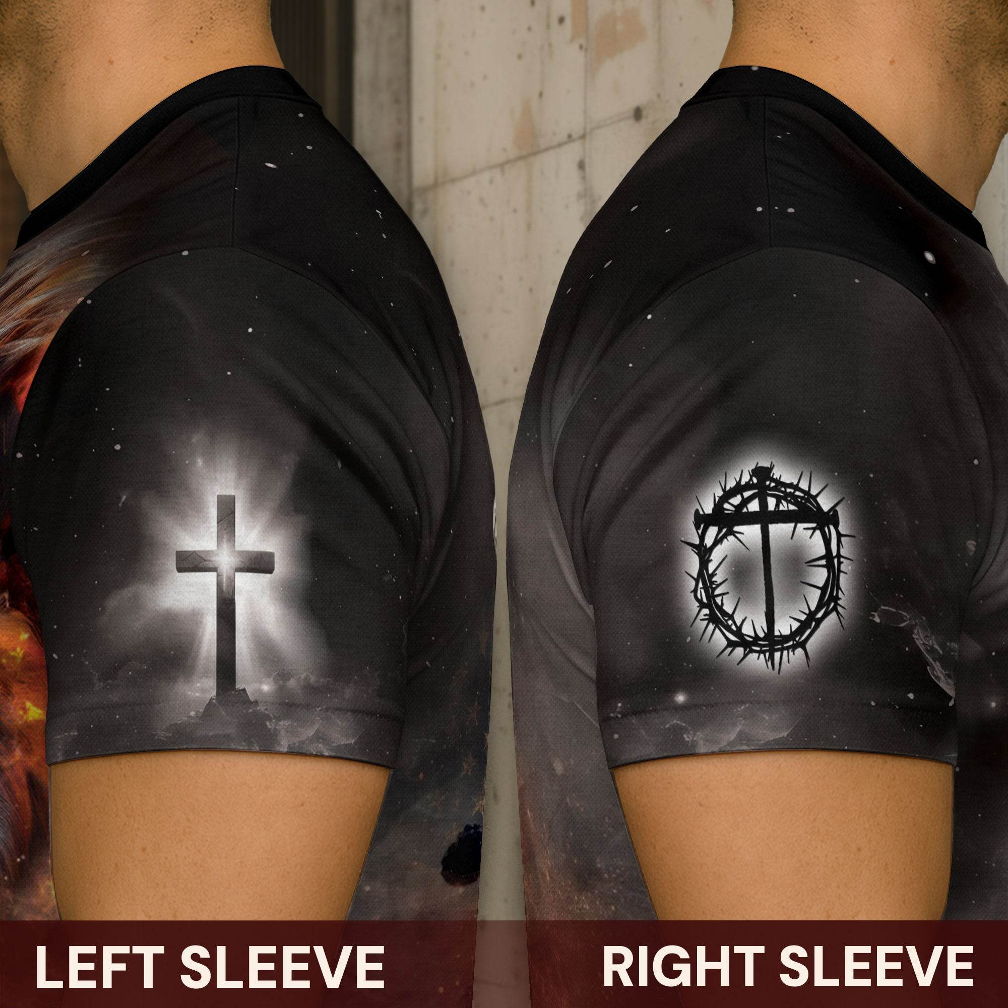 One Nation Under God Fiery Lion Cross Christian T-Shirt - Rust Field Wear
