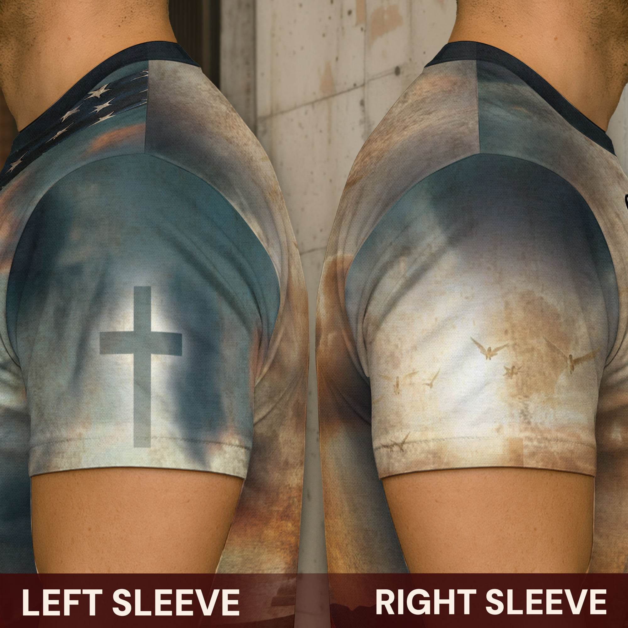 One Nation Under God Lion Cross Heaven Stairs T-Shirt - Rust Field Wear