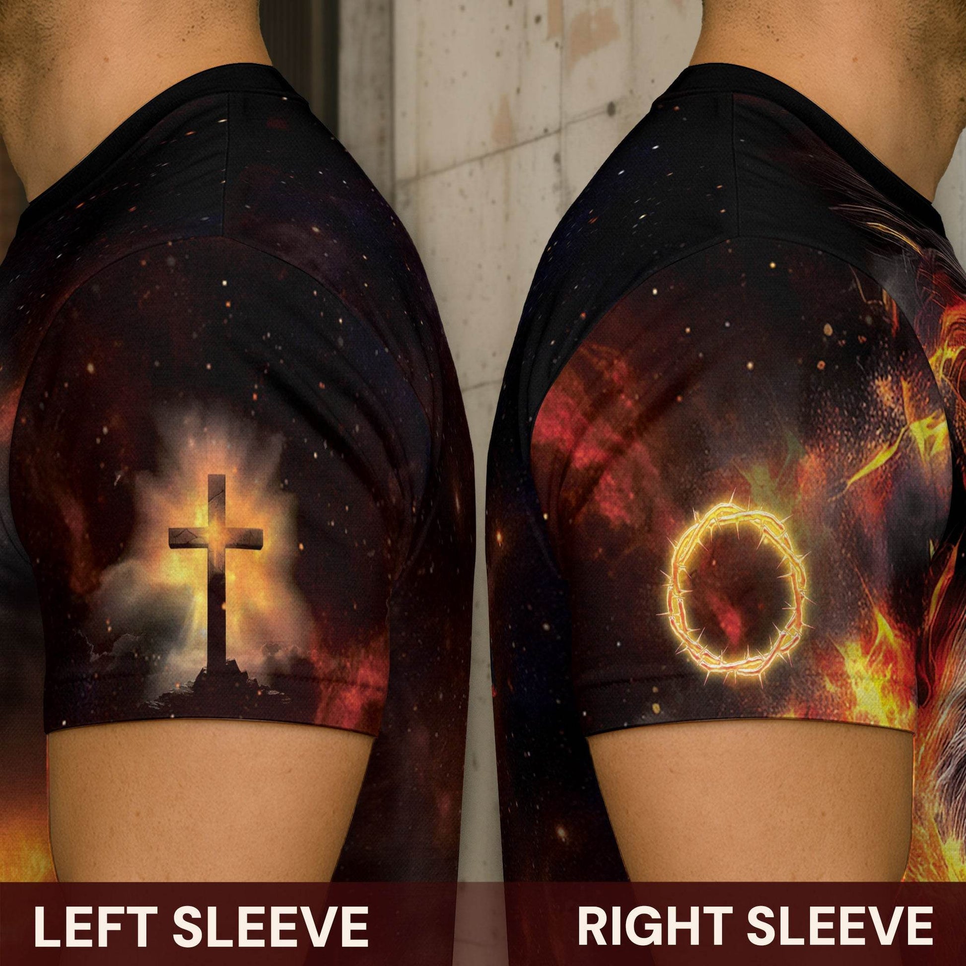 Yeshua Lion of Judah Fiery Cross Christian T-Shirt - Rust Field Wear