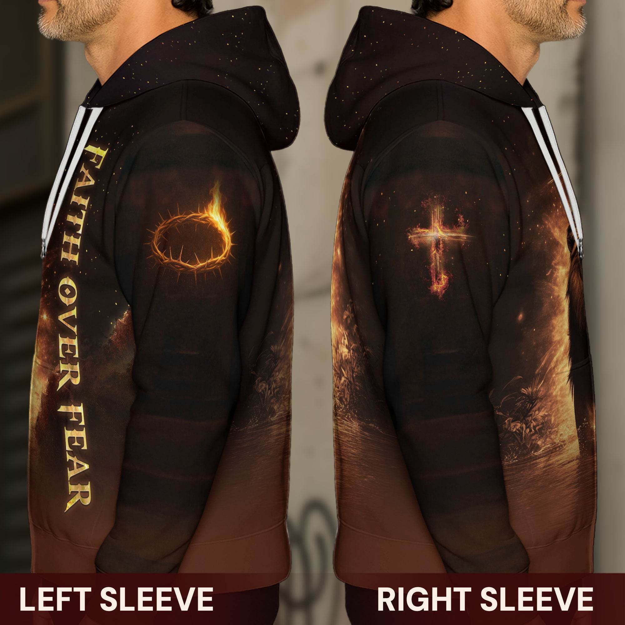 Authority Over The Storm "Faith Over Fear" Lion And Cross Hoodie