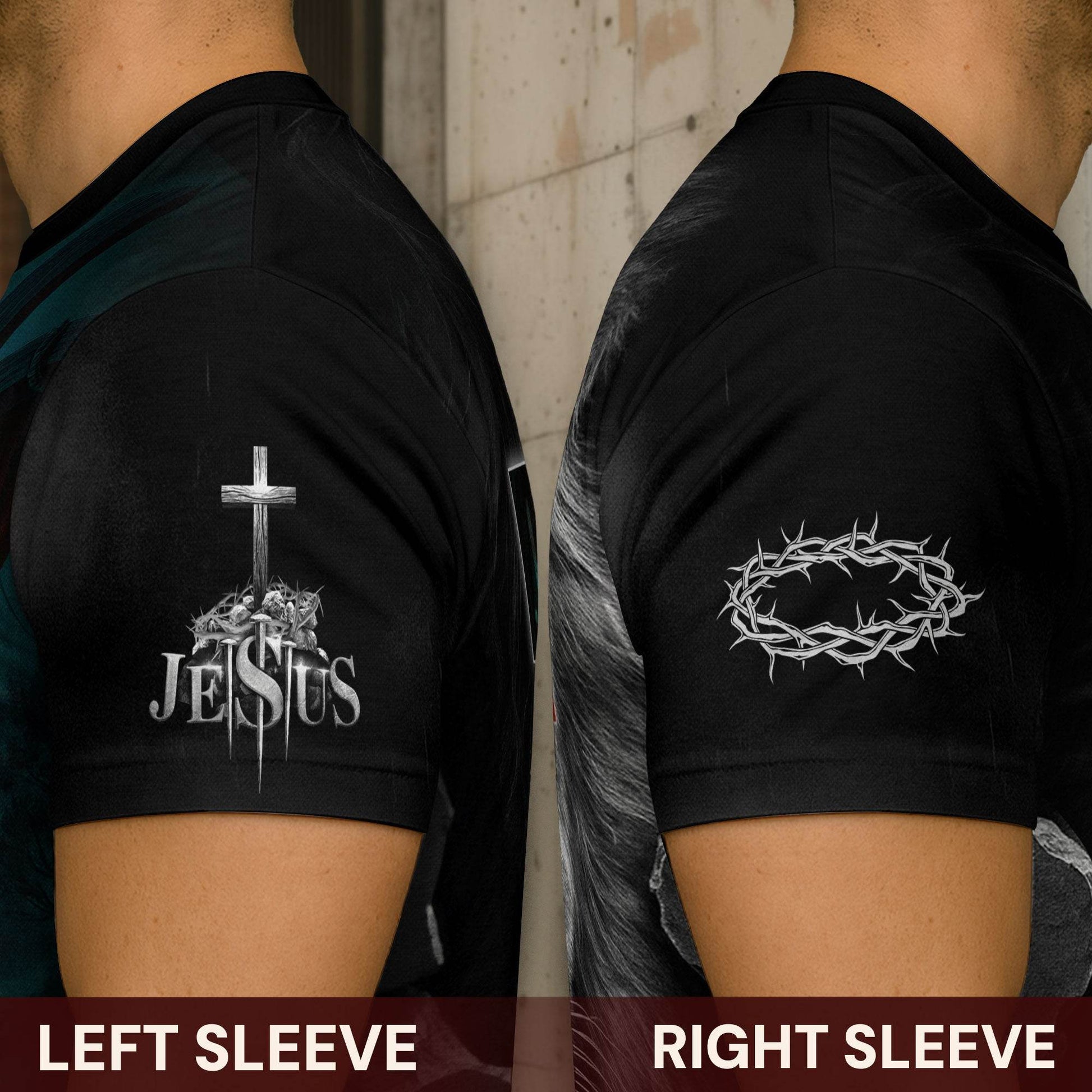 Trust In The Lord Cross & Lion Design T-Shirt - Rust Field Wear
