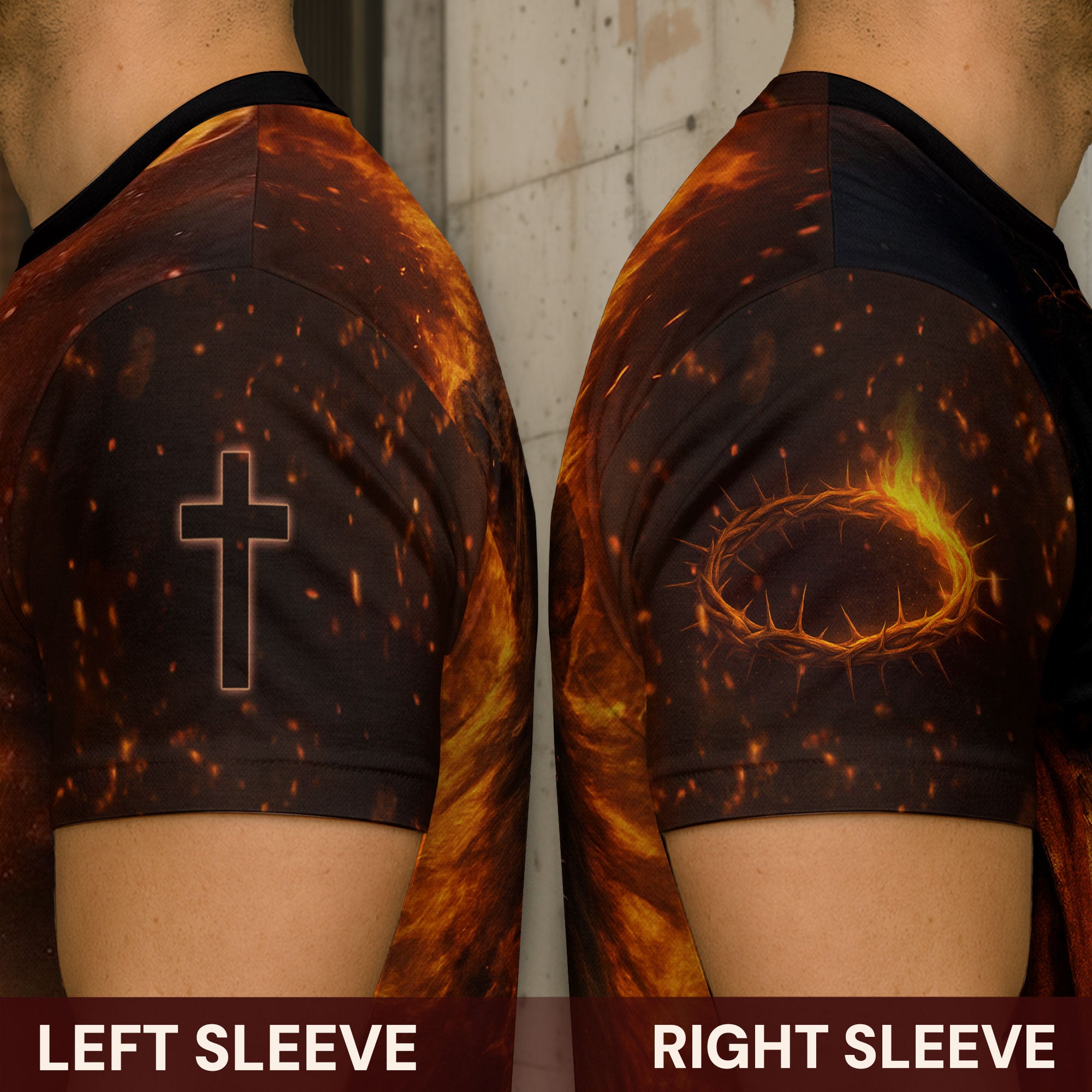 Jesus Is King Cross and Lion Fire Art T-Shirt