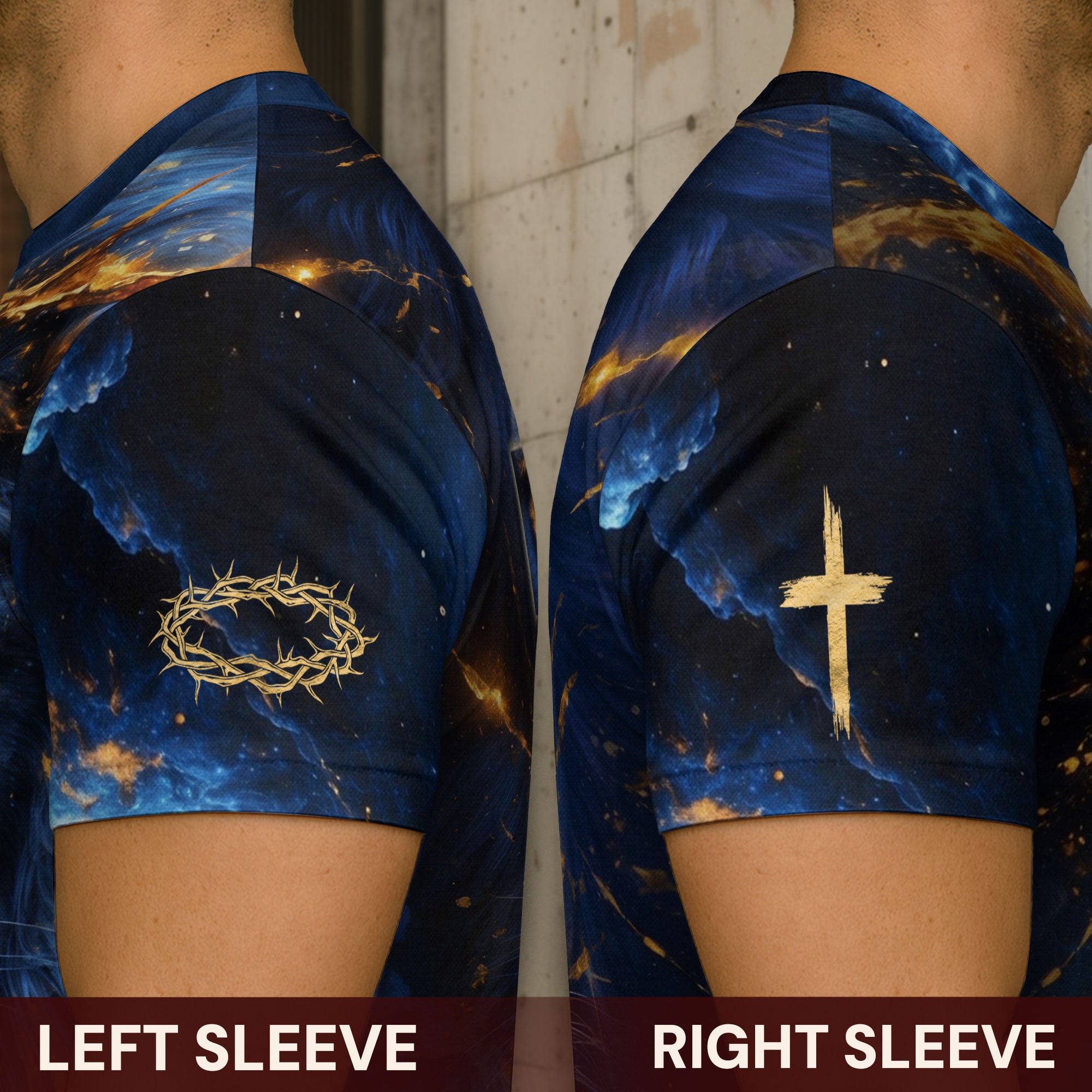 Faith Over Fear Blue Lion & Jesus Ascending Stairs Christian T-Shirt