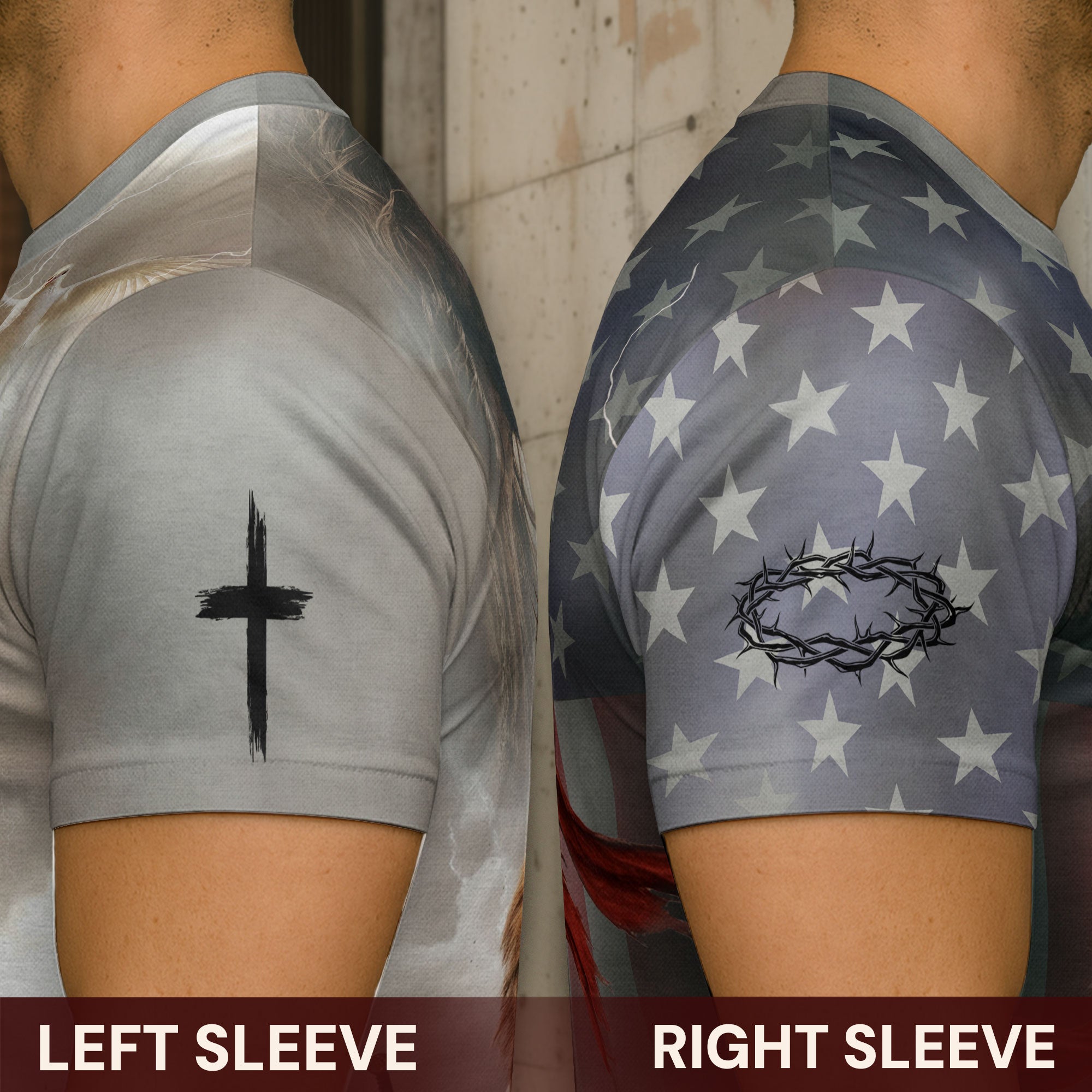 Faith Over Fear American Flag Lion & Cross Christian T-Shirt