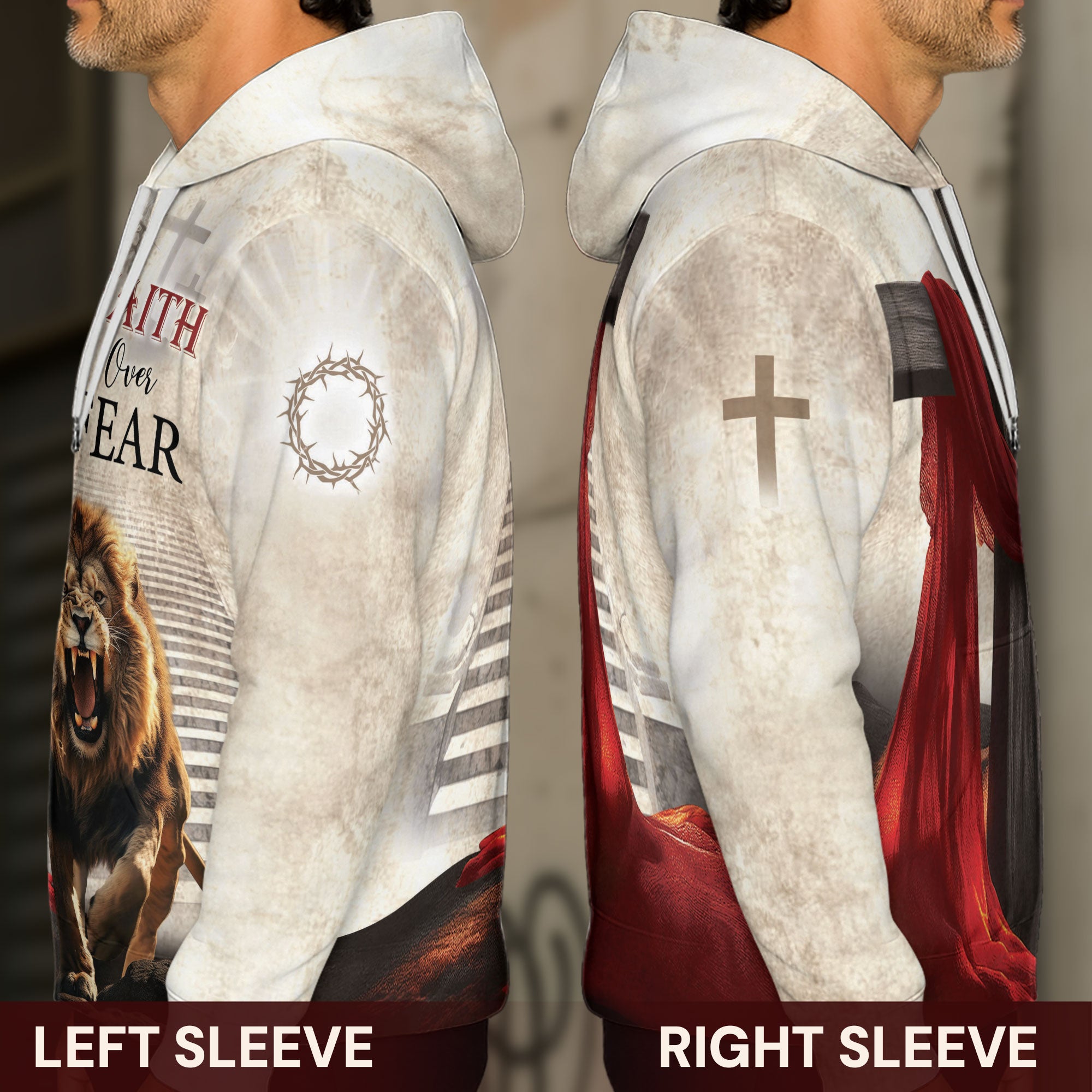 Lion of Judah Faith Over Fear Cross Hoodie