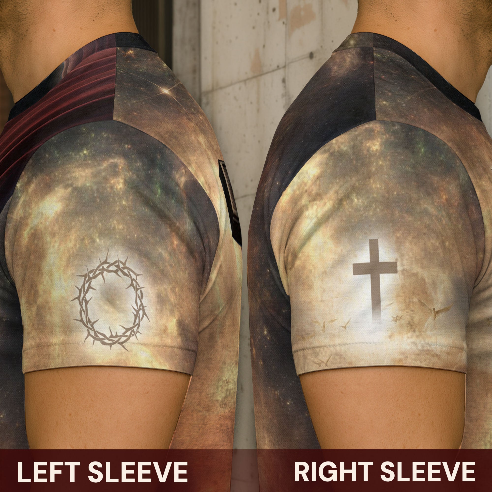 Faith Over Fear Lion and Cross Red Drape Christian T-Shirt