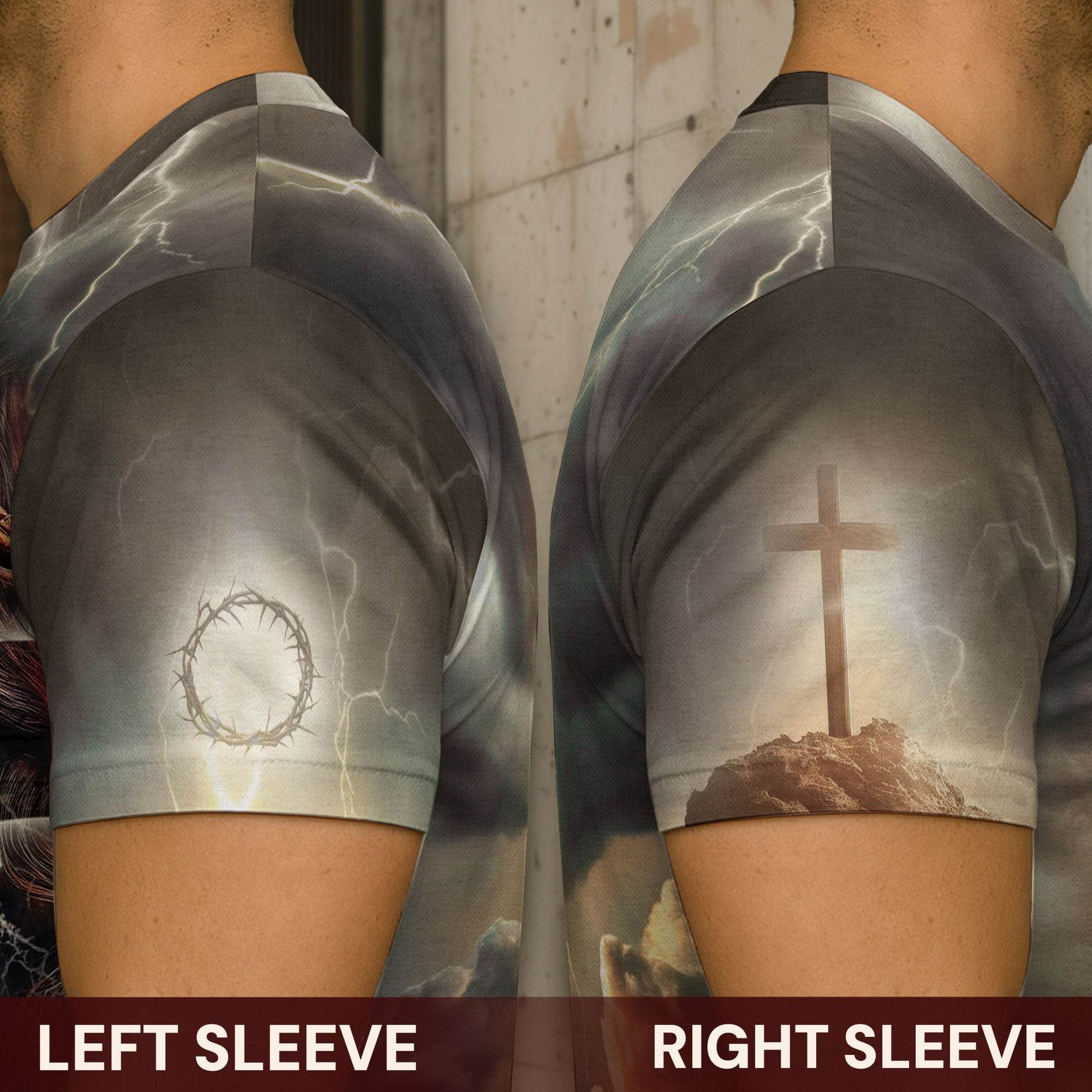 Faith Over Fear Lion & Cross Lightning Christian T-Shirt - Rust Field Wear