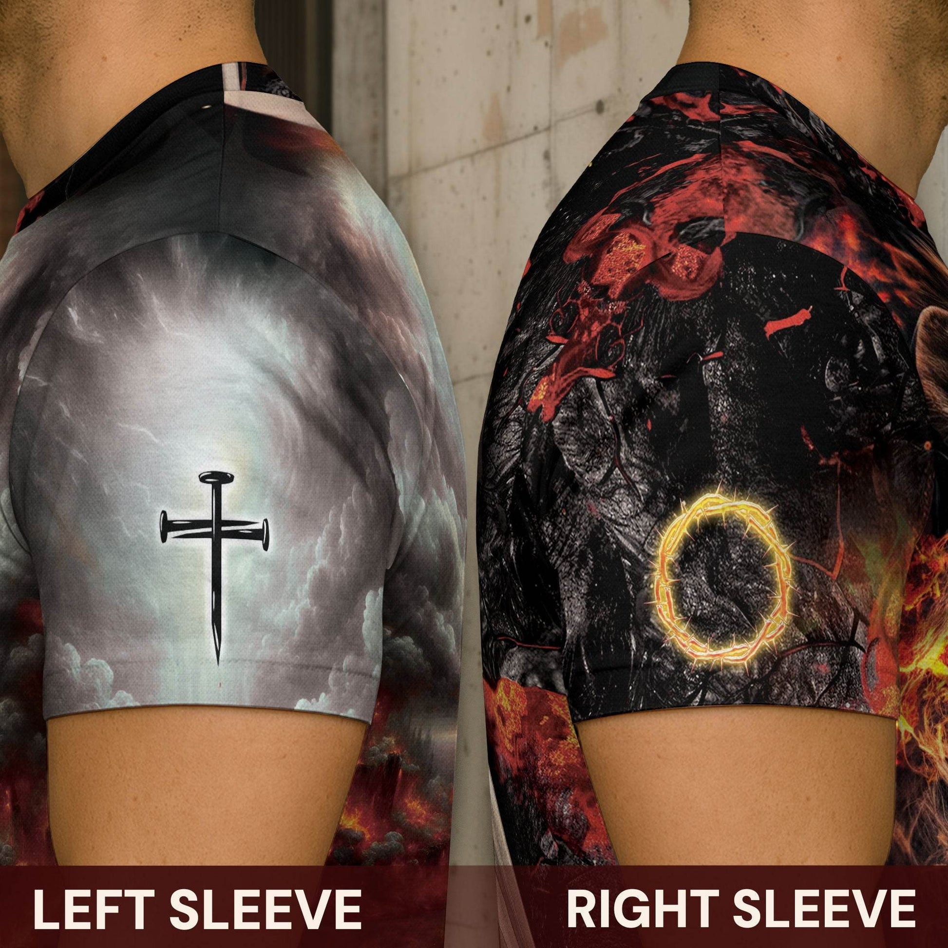 Lion & Fiery Cross Christian T-Shirt – Faith Over Fear Design - Rust Field Wear