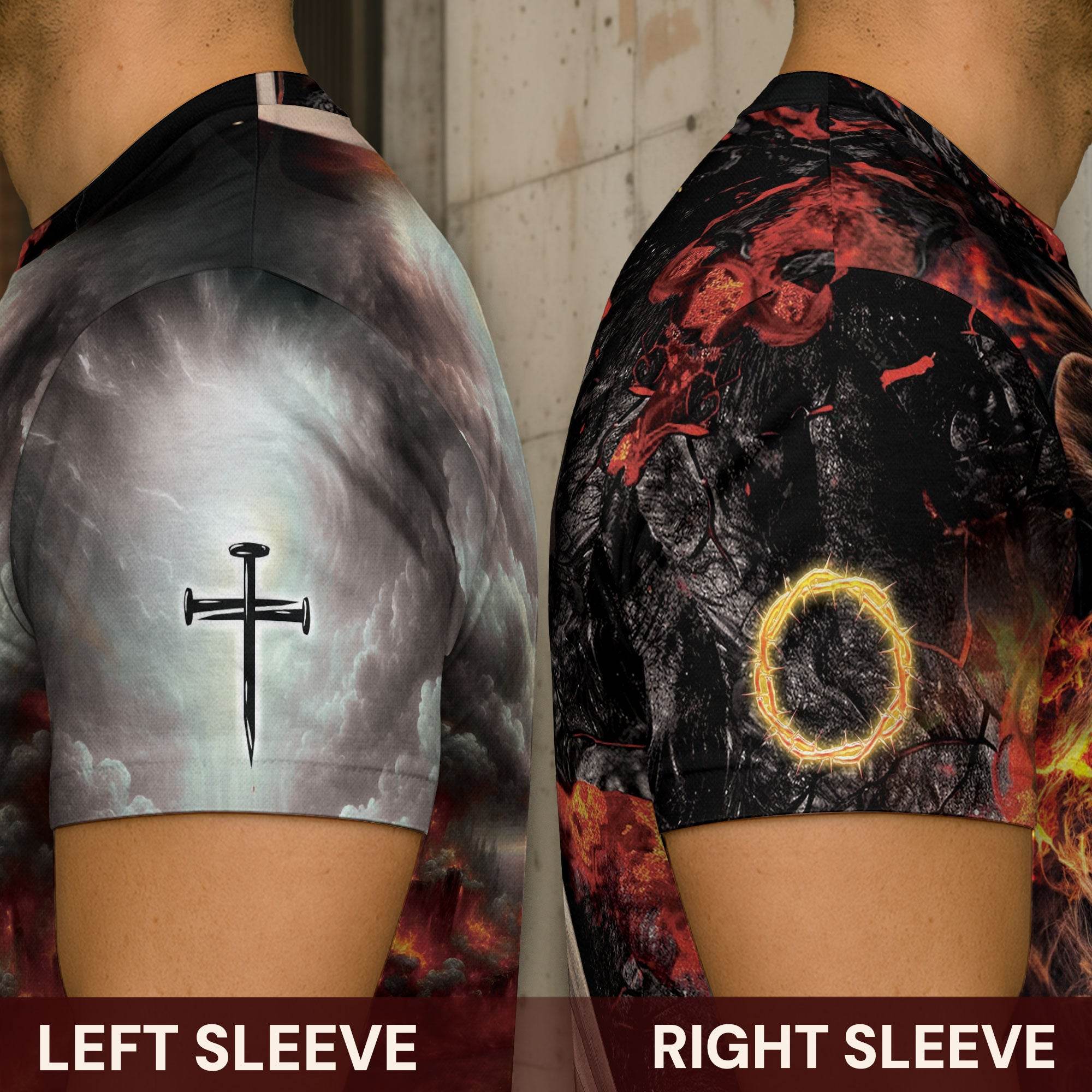 Lion & Fiery Cross Christian T-Shirt – Faith Over Fear Design - Rust Field Wear