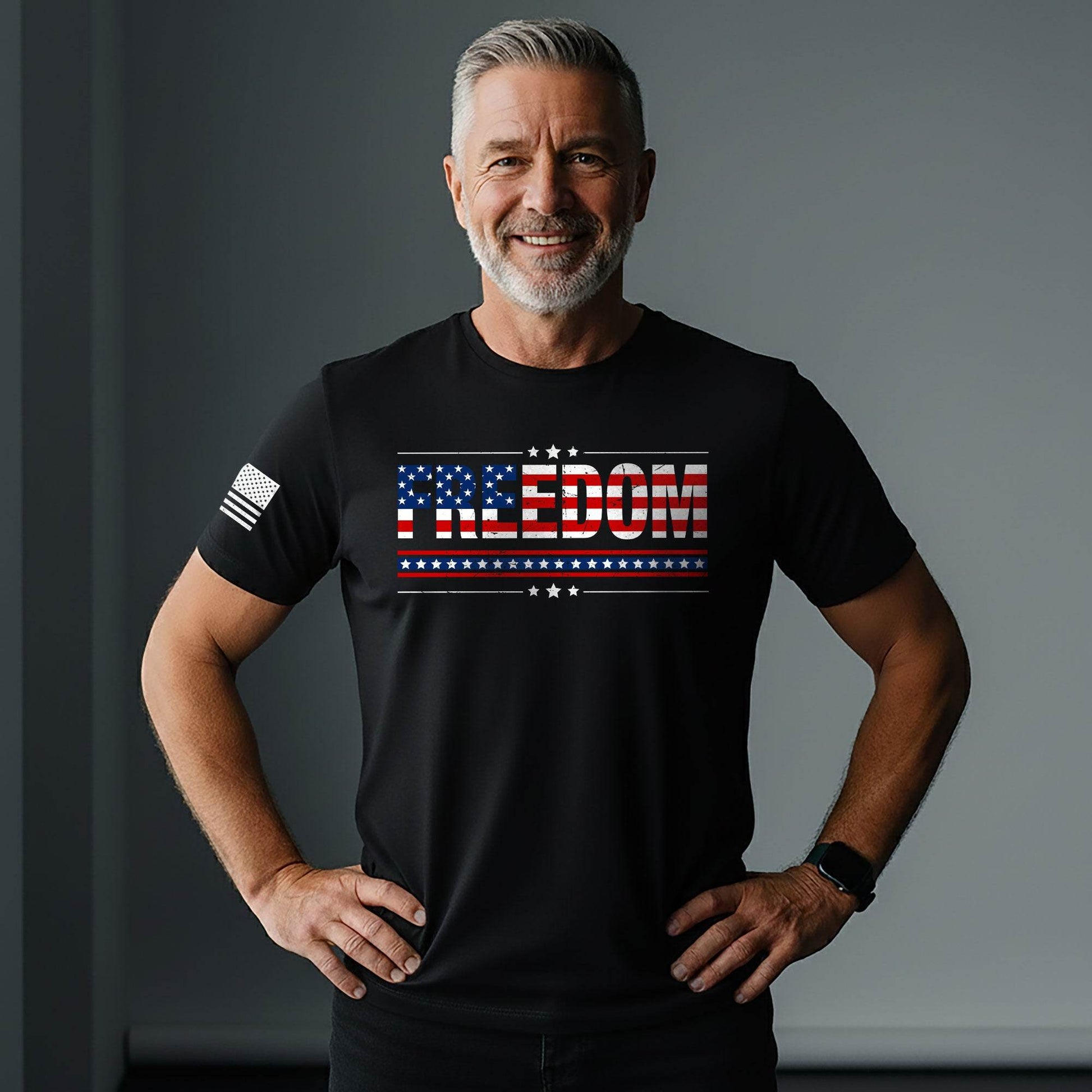 Freedom American Flag Stars & Stripes Patriotic T-Shirt - Rust Field Wear