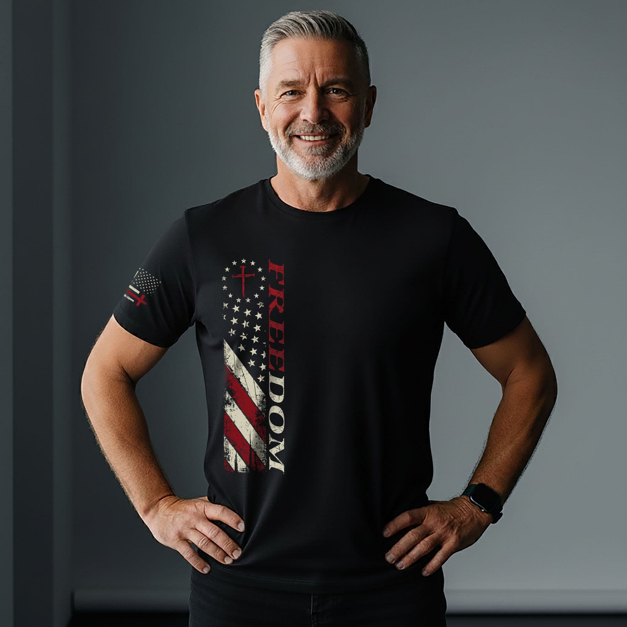 Freedom Memorial Patriotic American Flag & Bold Quote T-Shirt