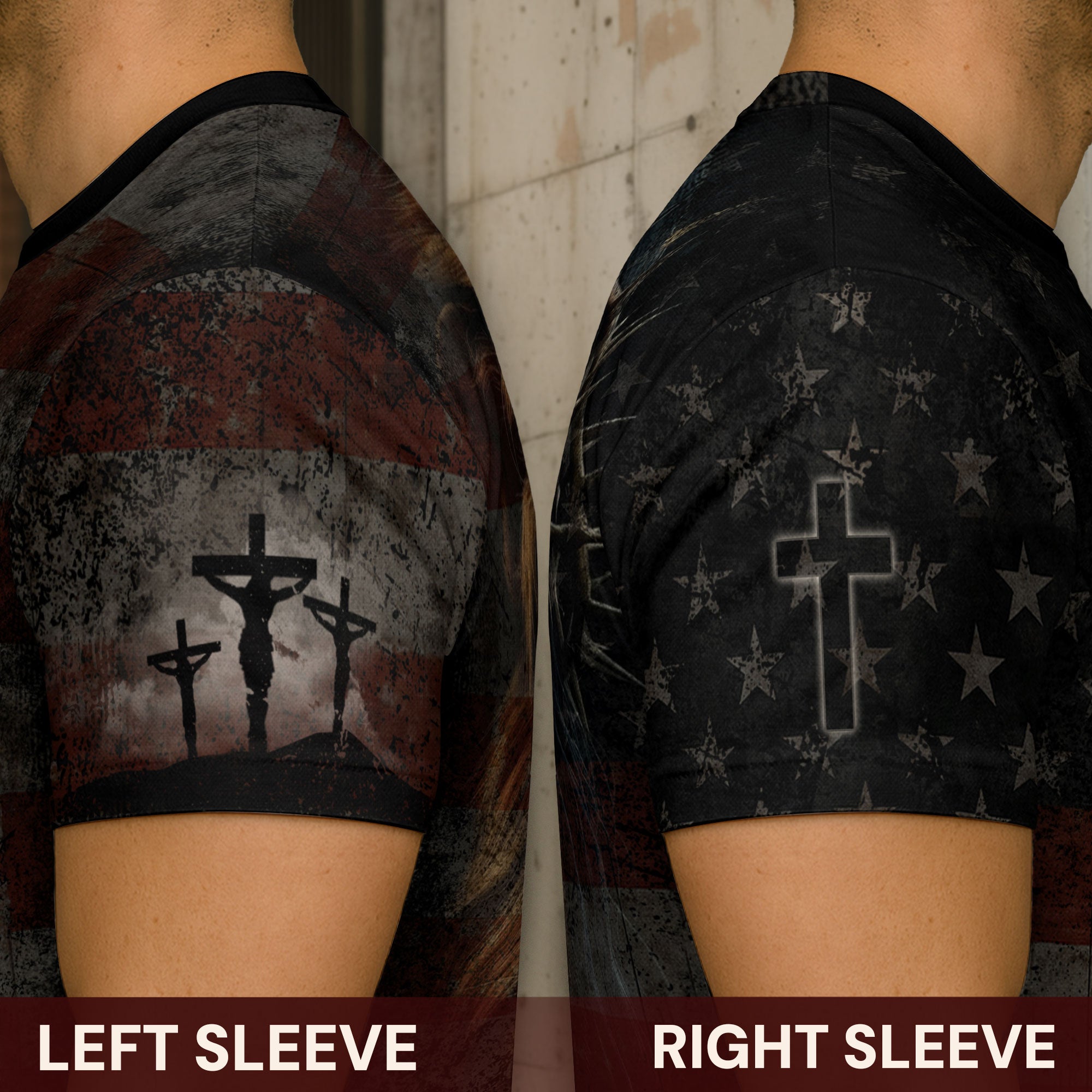 Faith Over Fear Cross American Flag Lion of Judah Jesus Christian T-Shirt
