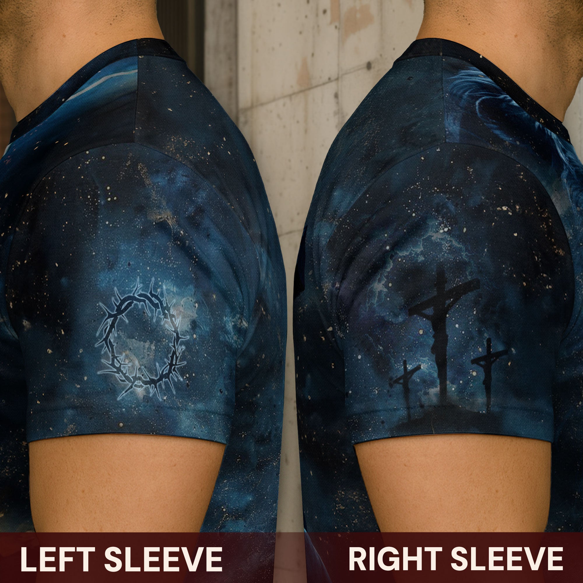 Redeemed Christian T-Shirt Lion Warrior Cross Blue Night Design