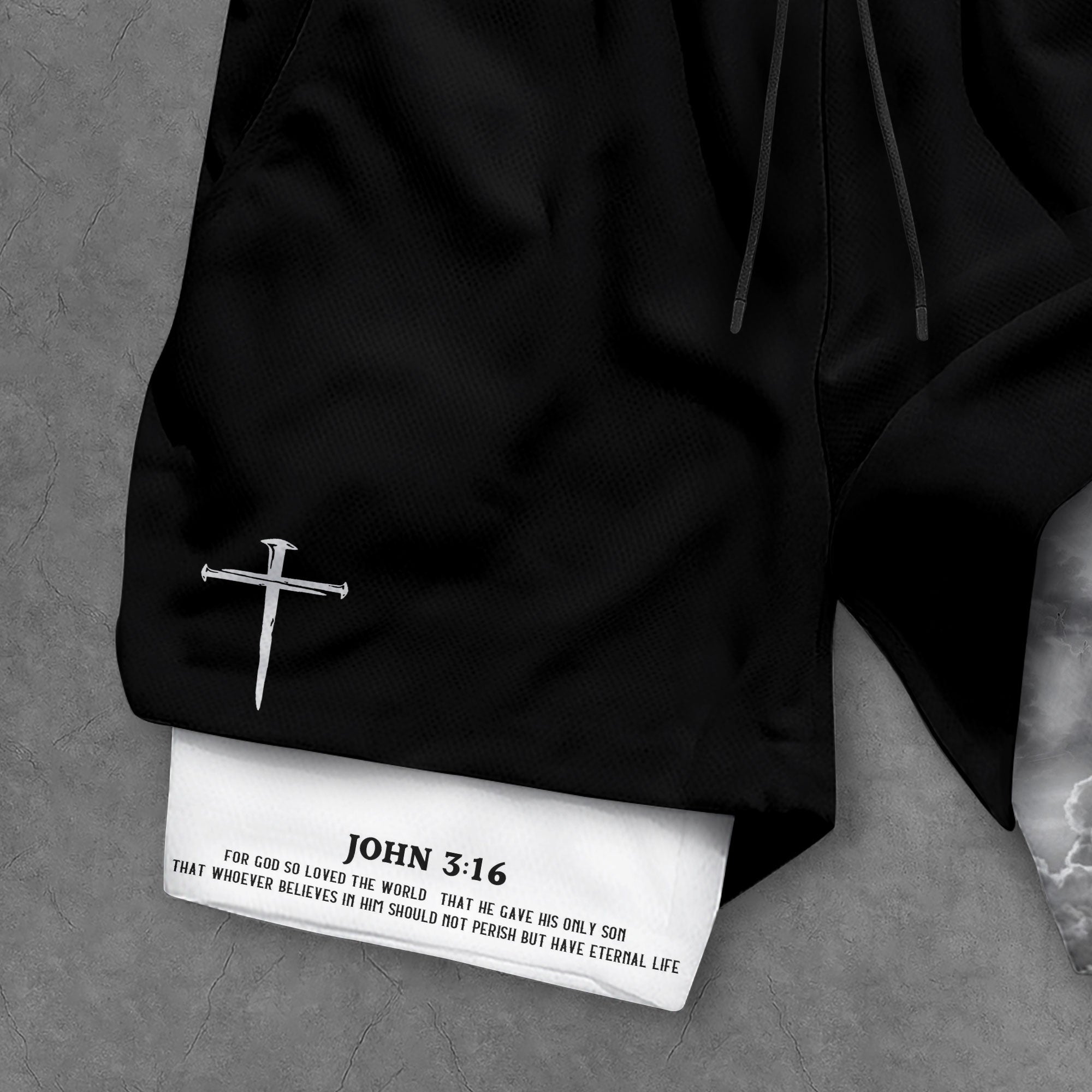 John 3 16 Christian Gym Shorts for Men Lion Cross Bible Verse