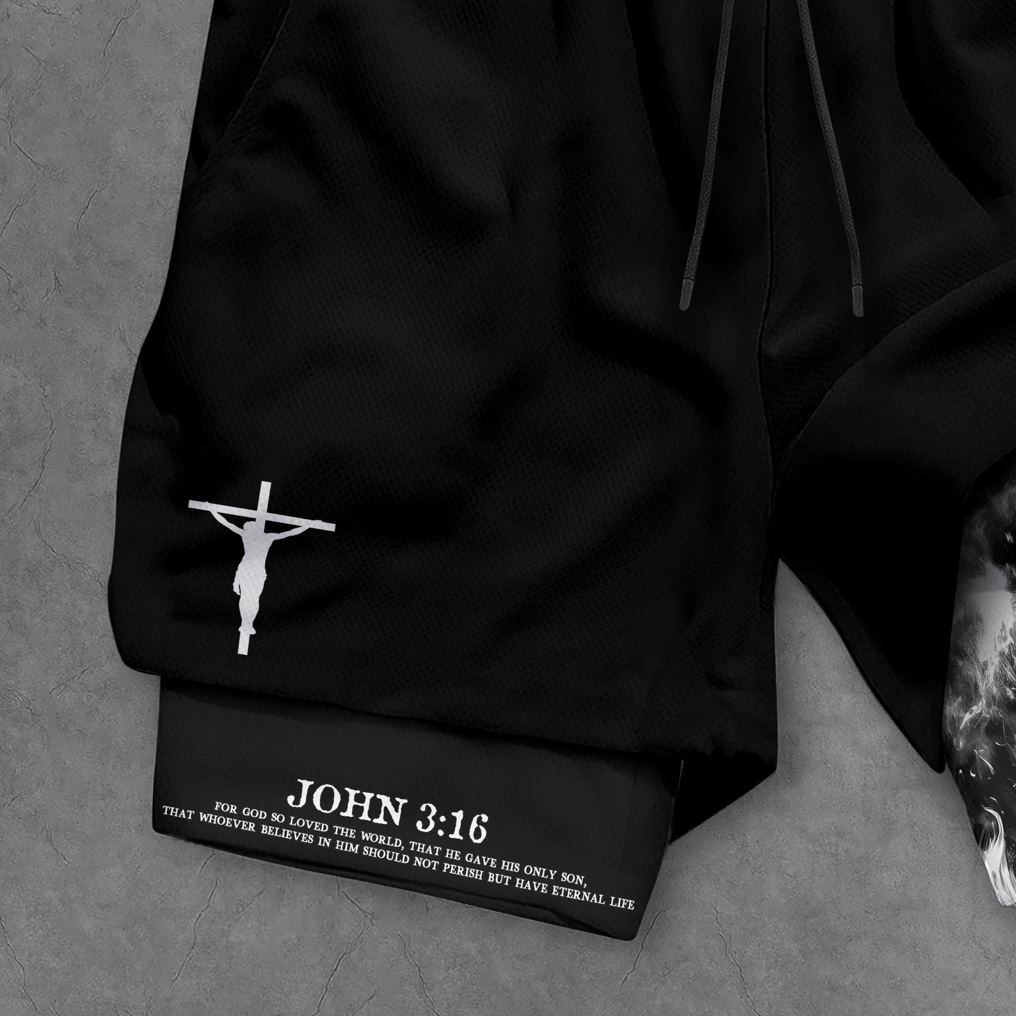 John 3 16 Christian Gym Shorts for Men Lion Cross Jesus Design