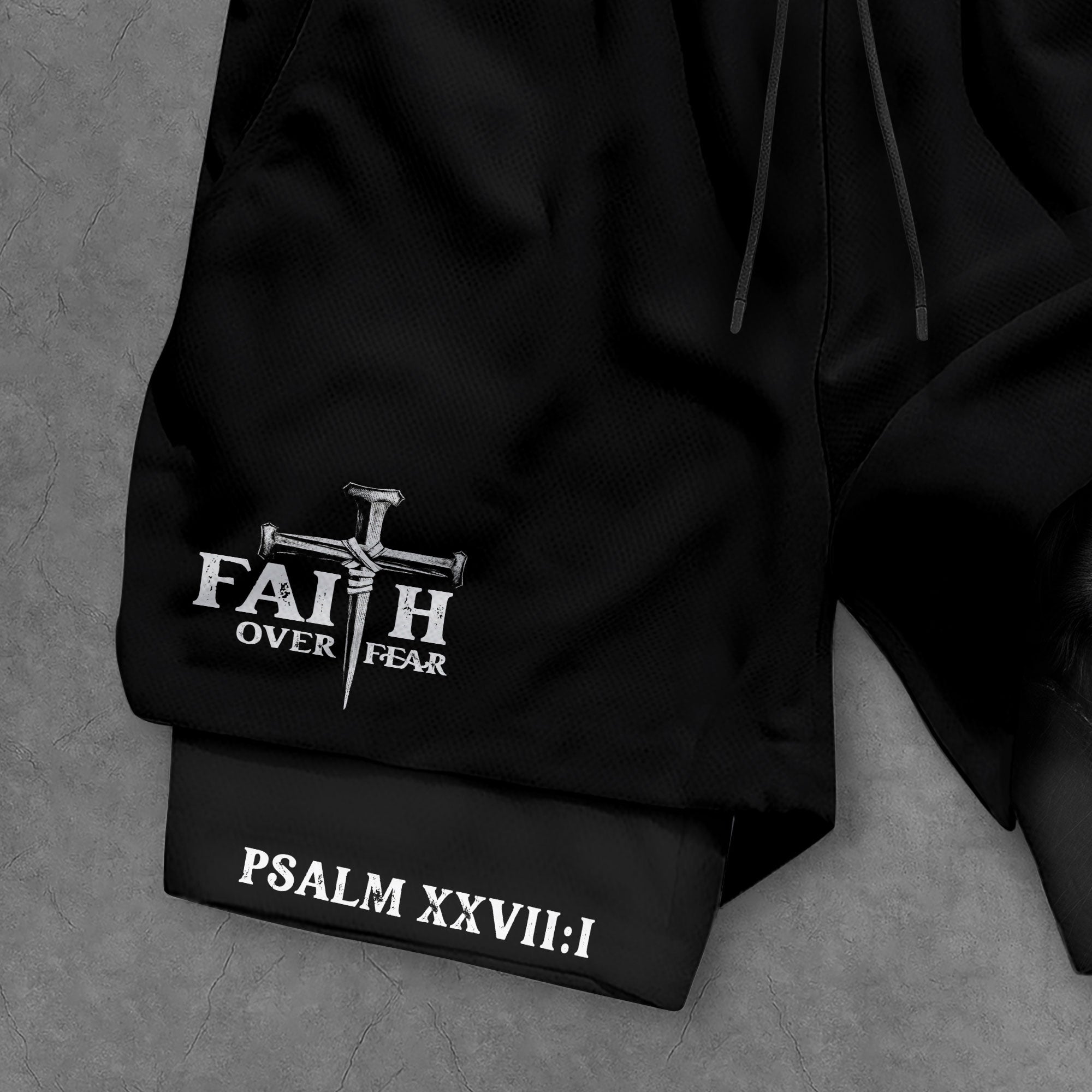 Psalm 27 1 Faith Over Fear Christian Gym Shorts Lion Cross Design