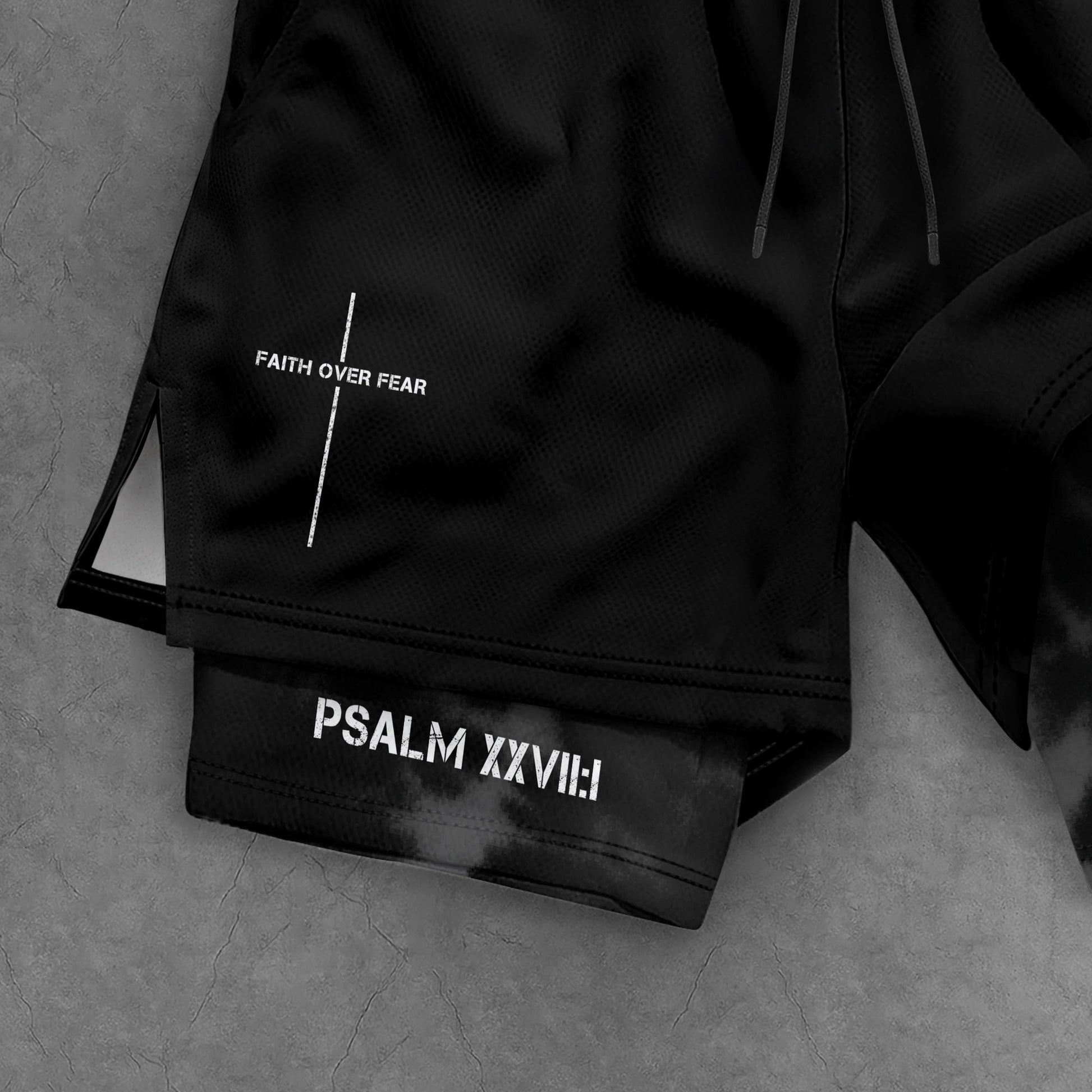 Psalm 27:1 Christian Gym Shorts Jesus on Cross Faith Over Fear - Rust Field Wear