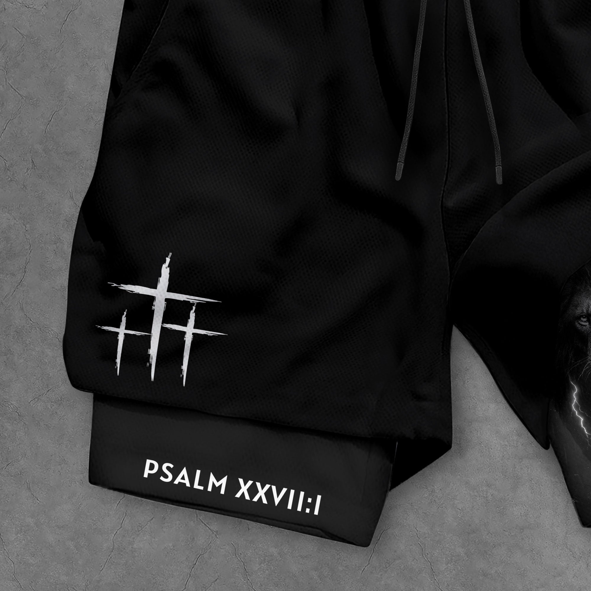 Psalm 27 1 Faith Over Fear Christian Gym Shorts Lion and Cross Design