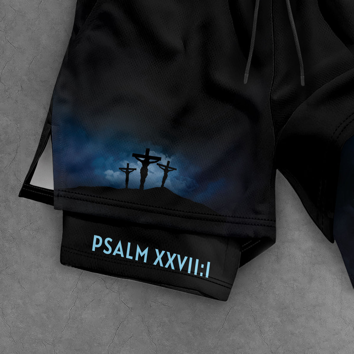 Psalm 27:1 Faith Over Fear Blue Lion Christian Gym Shorts - Rust Field Wear