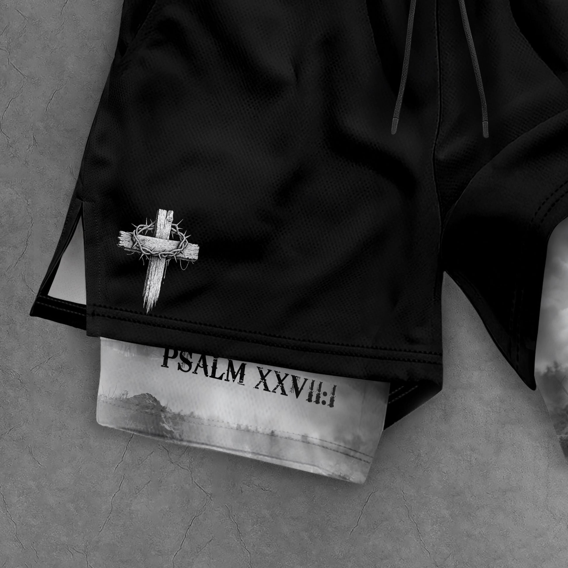 Psalm 27:1 Lion and Lamb Christian Gym Shorts Faith Over Fear - Rust Field Wear