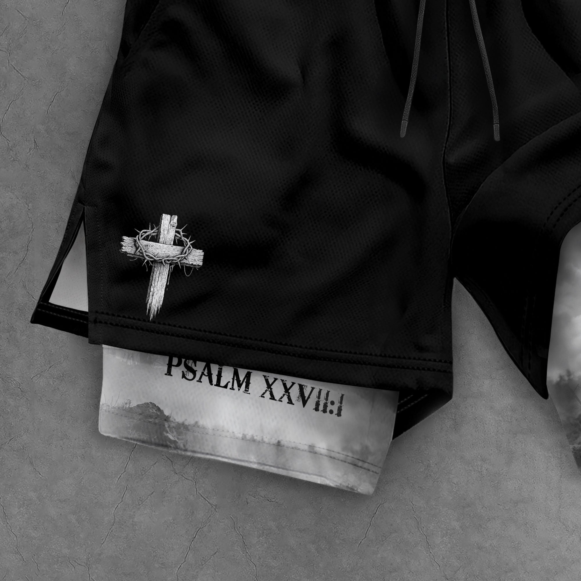 Psalm 27:1 Lion and Lamb Christian Gym Shorts Faith Over Fear - Rust Field Wear