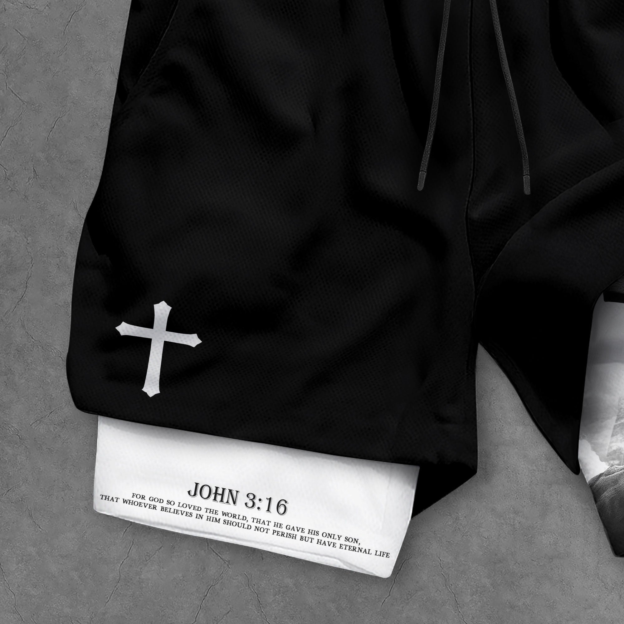 Christian Lion Cross Shorts for Men John 3 16 Bible Verse