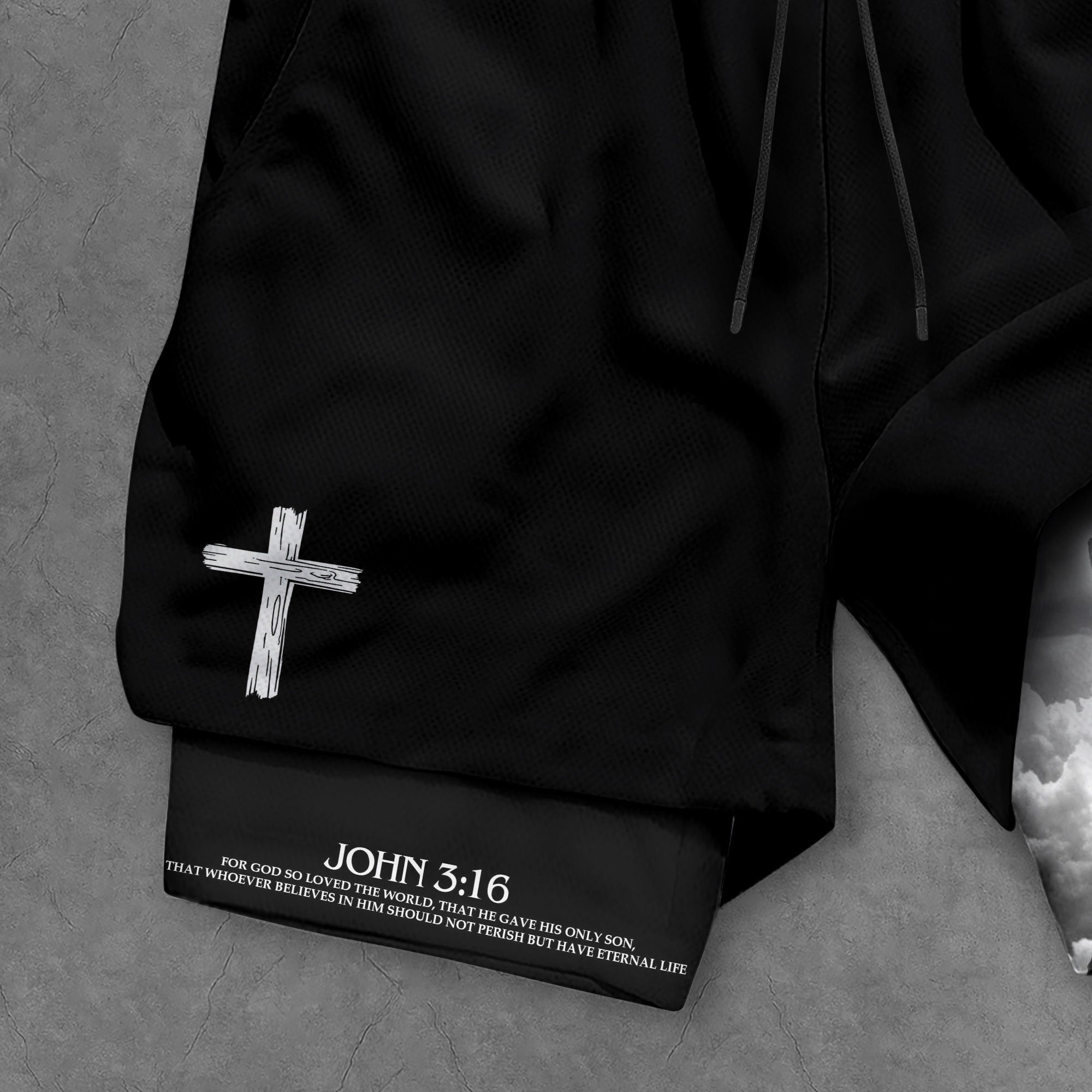 John 3 16 Bible Verse Shorts for Men Jesus Cross Christian Apparel