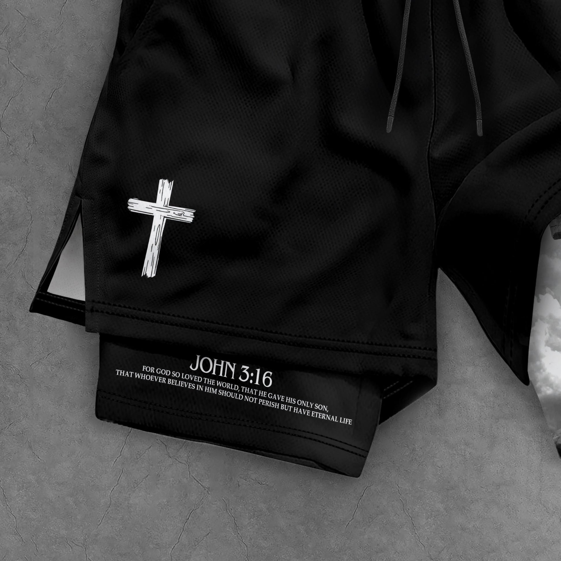John 3:16 Bible Verse Shorts for Men Jesus Cross Christian Apparel - Rust Field Wear