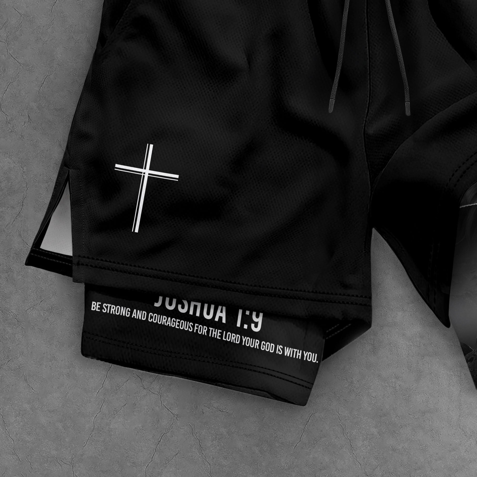Joshua 1:9 Lion Cross Faith Christian Gym Shorts Bible Verse - Rust Field Wear