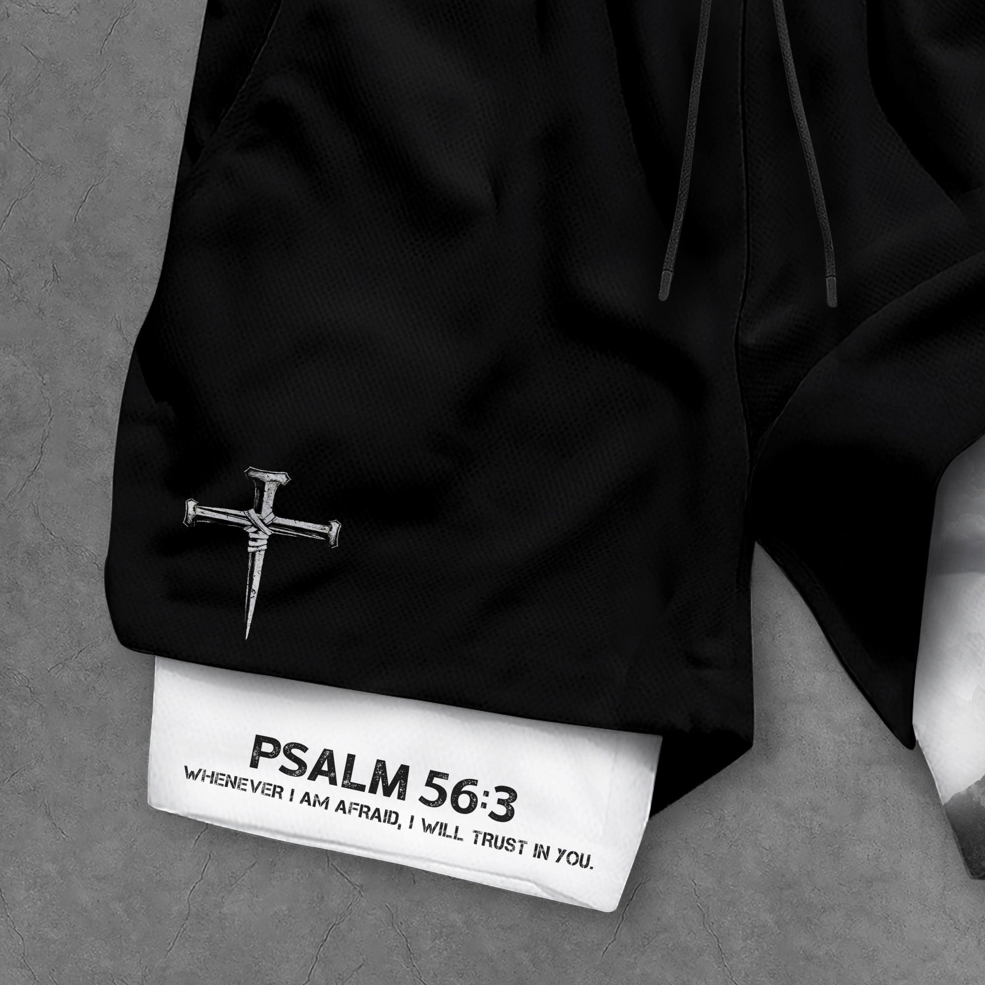 Psalm 56 3 Cross on the Mountain Christian Gym Shorts