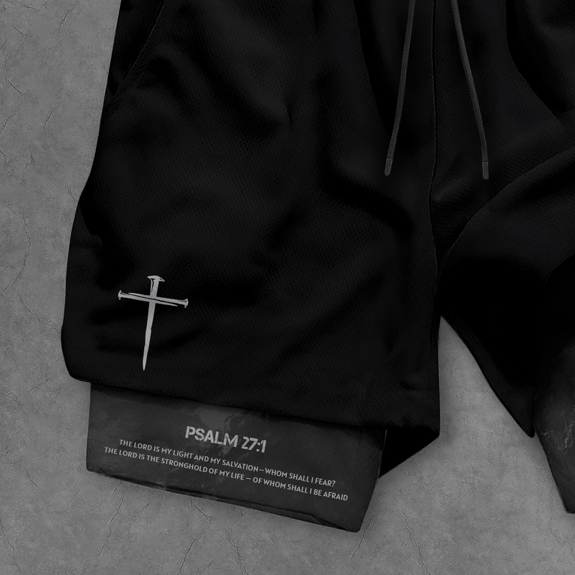 Faith Over Fear Christian Gym Shorts for Men Psalm 27 1 American Flag Cross