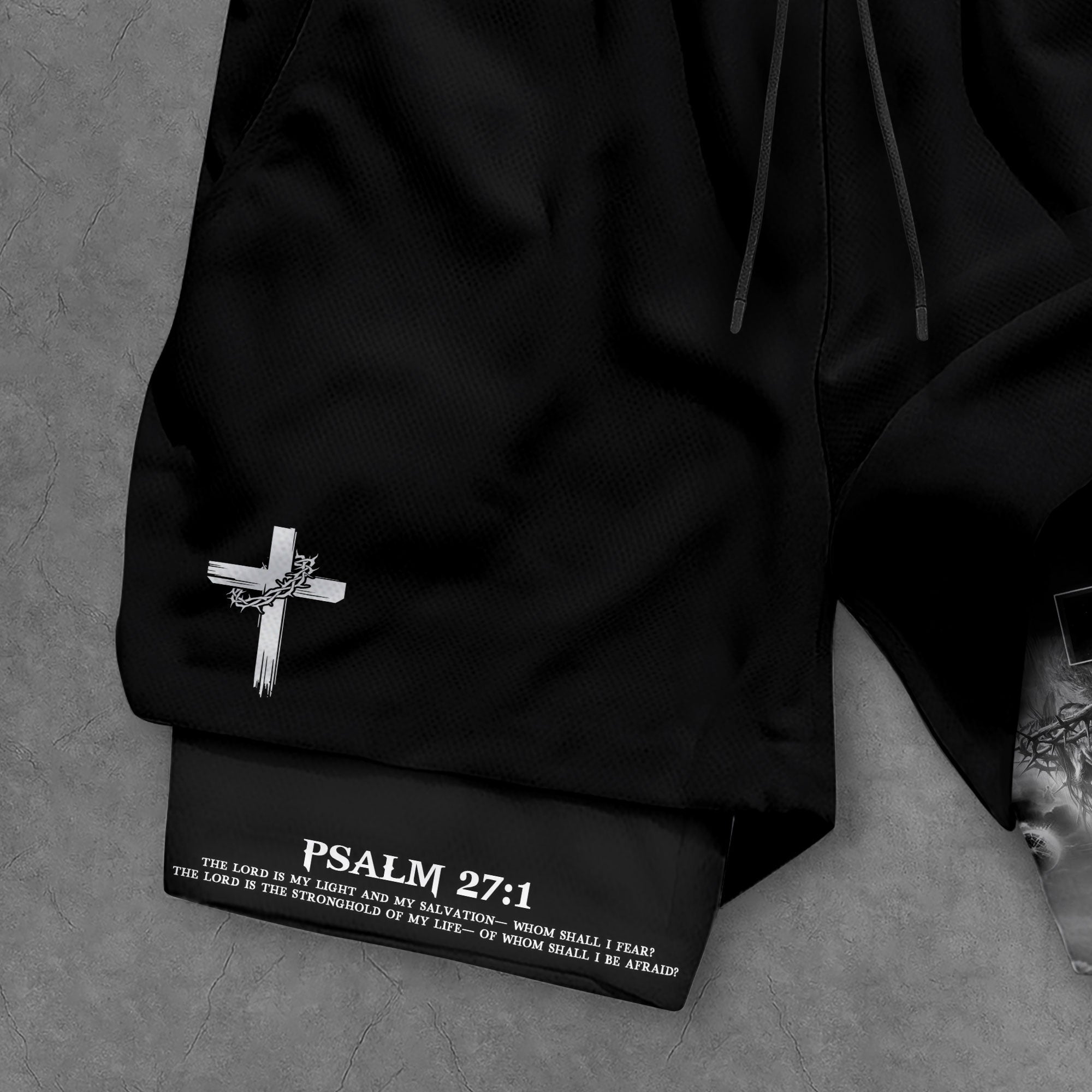 Faith Over Fear Psalm 27 1 Lion Cross Christian Gym Shorts for Men