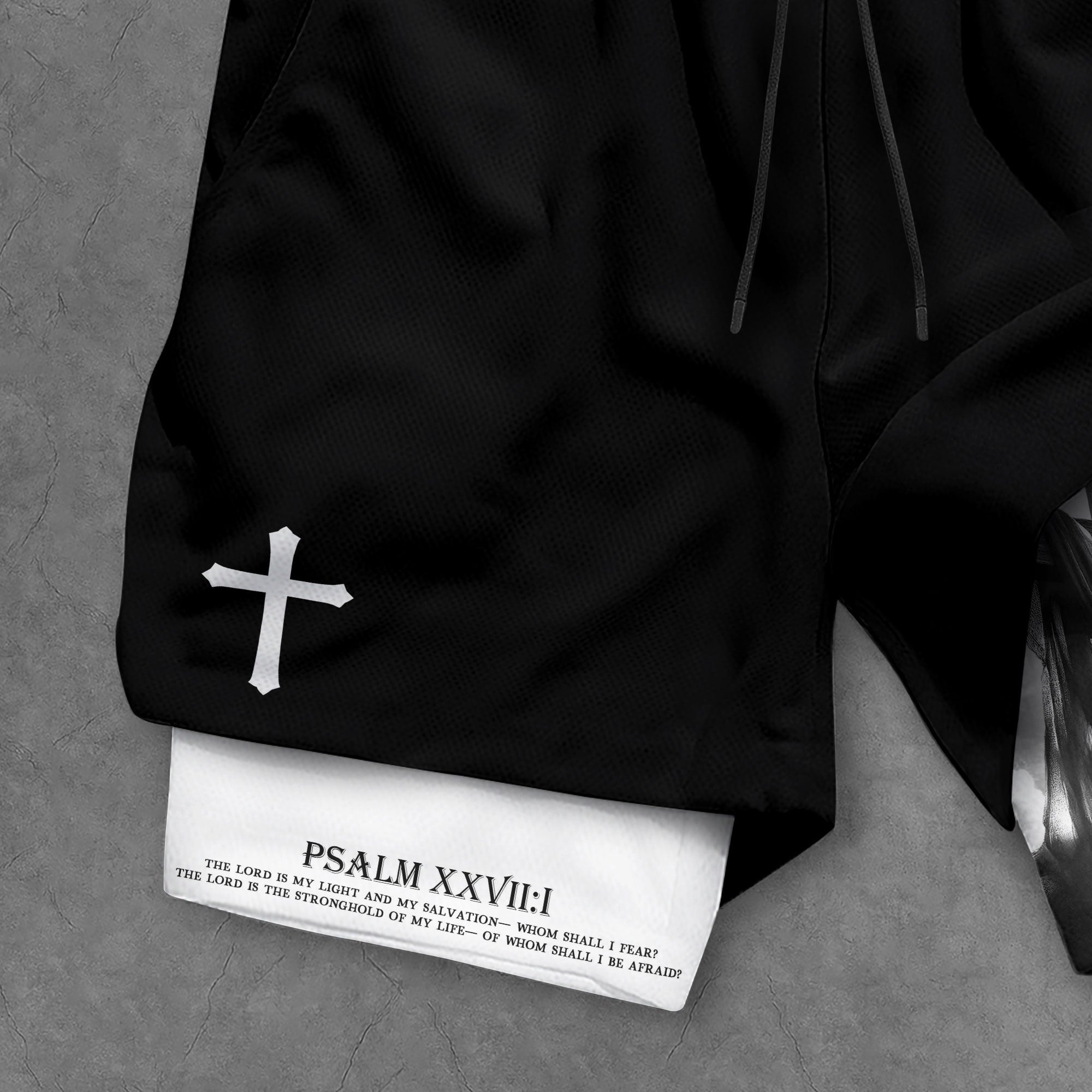 Faith Over Fear Christian Gym Shorts for Men Jesus Cross Bible Verse