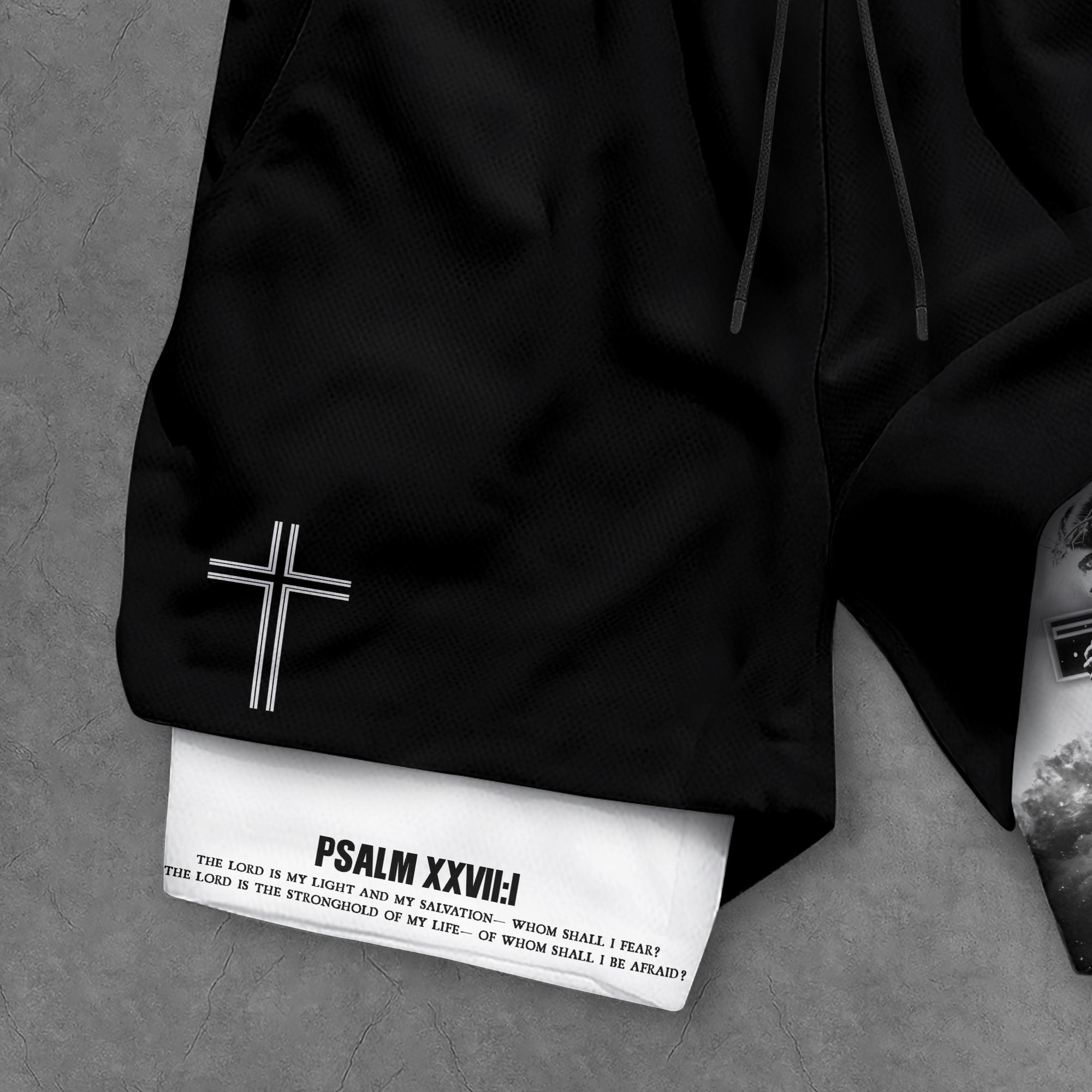 Psalm 27 1 Faith Over Fear Christian Gym Shorts for Men Lion Cross Design