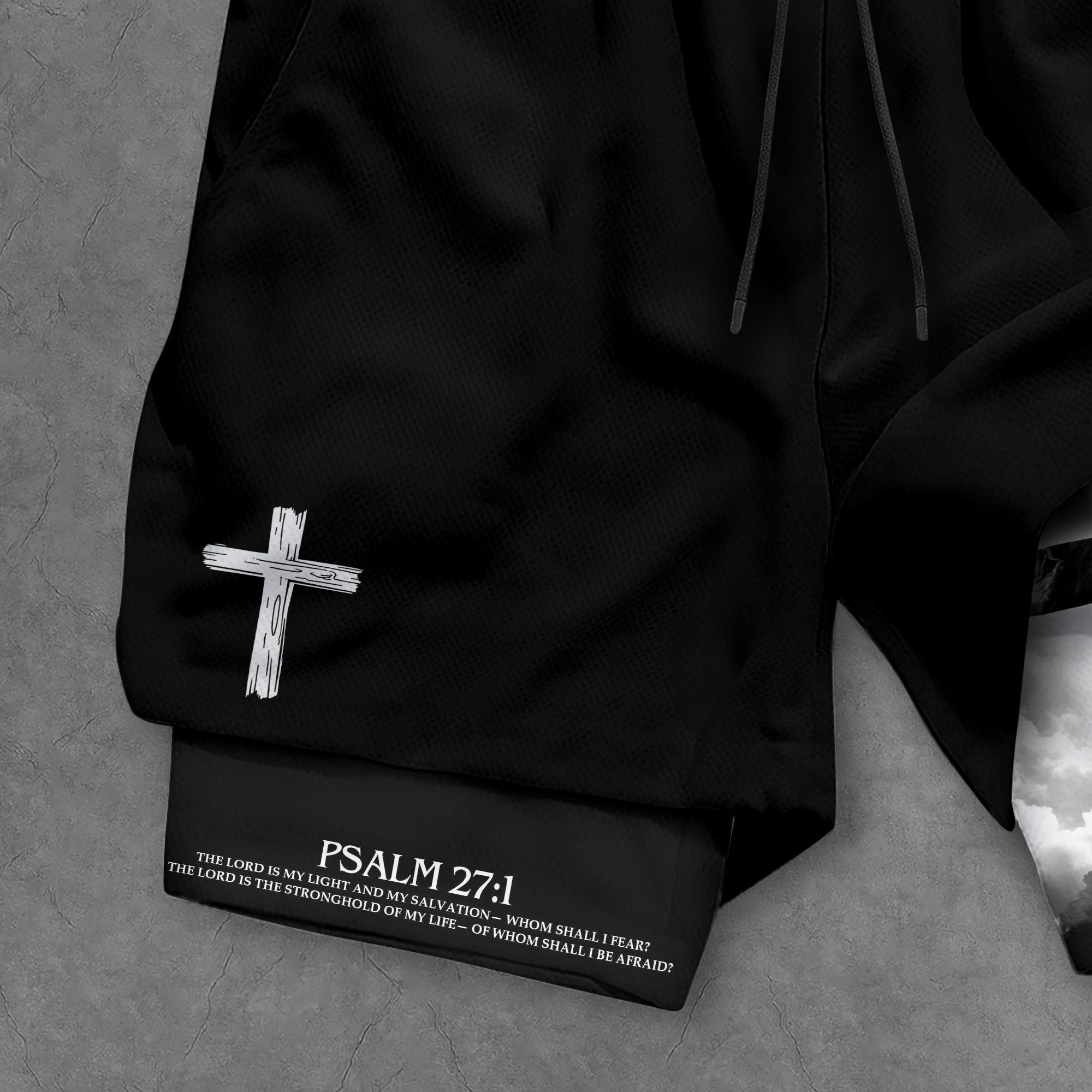 Faith Over Fear Christian Gym Shorts for Men Psalm 27 1 Cross of Jesus