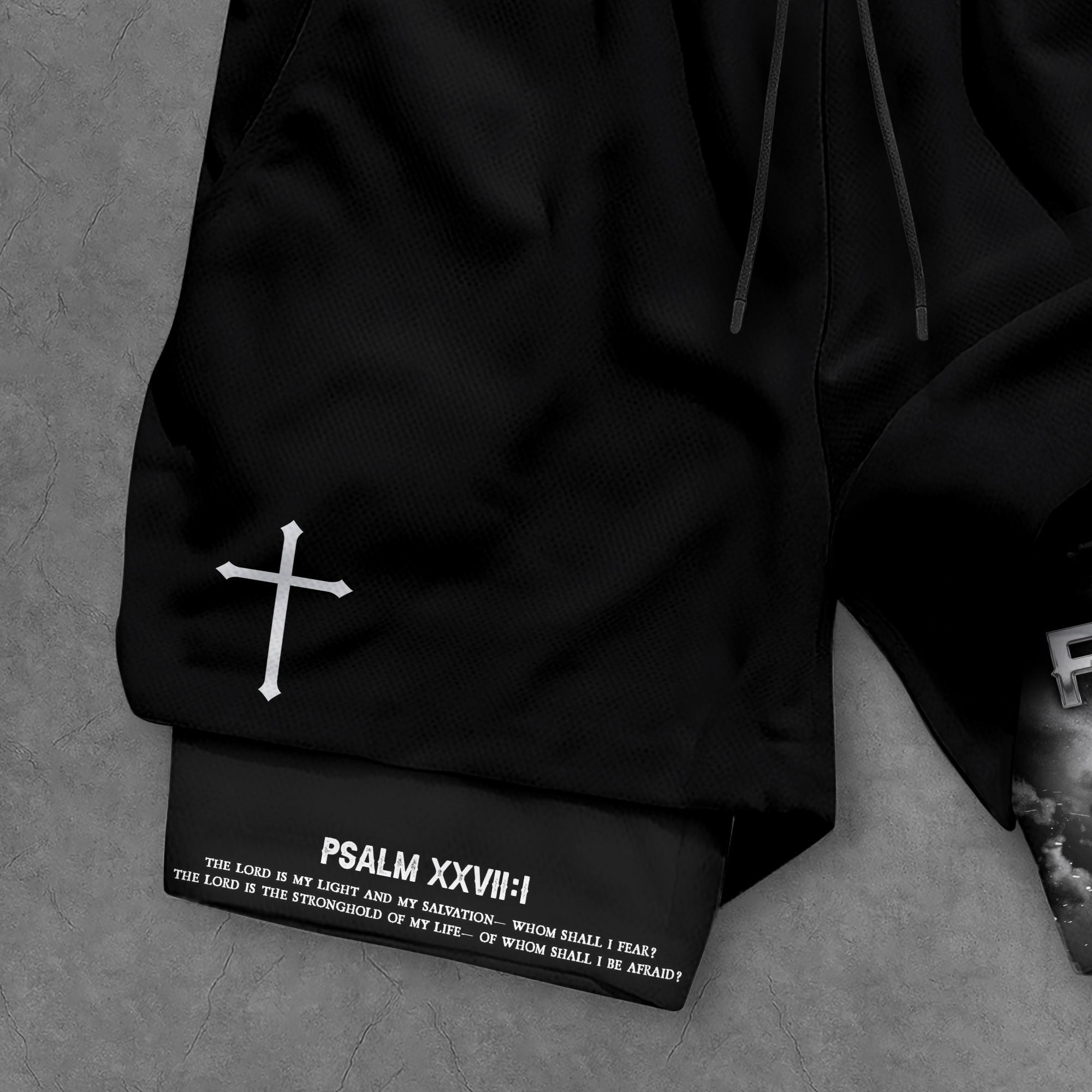 Psalm 27 1 Faith Over Fear Christian Gym Shorts for Men Warrior Cross Design