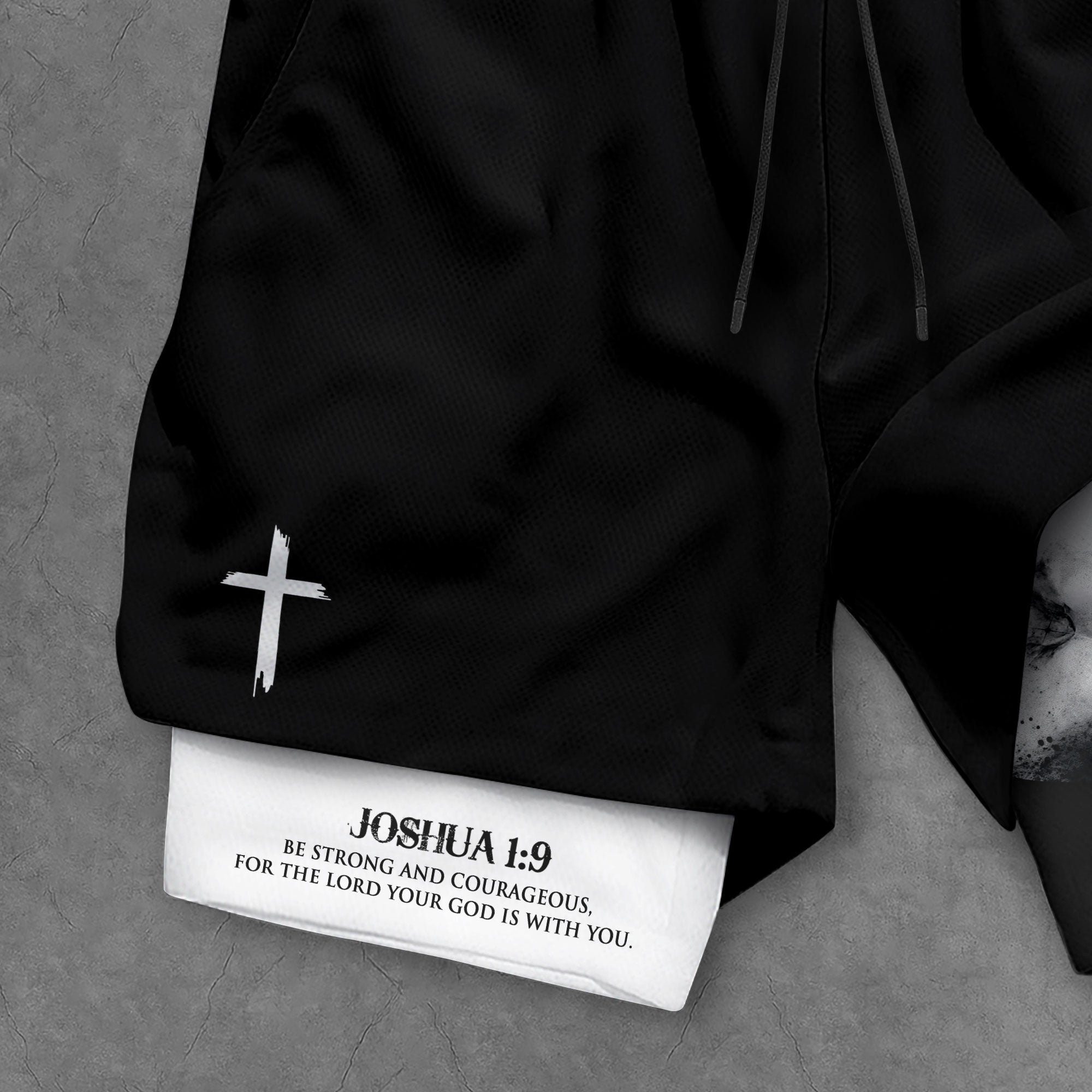 Joshua 1 9 Christian Gym Shorts for Men Lion Cross Bible Verse