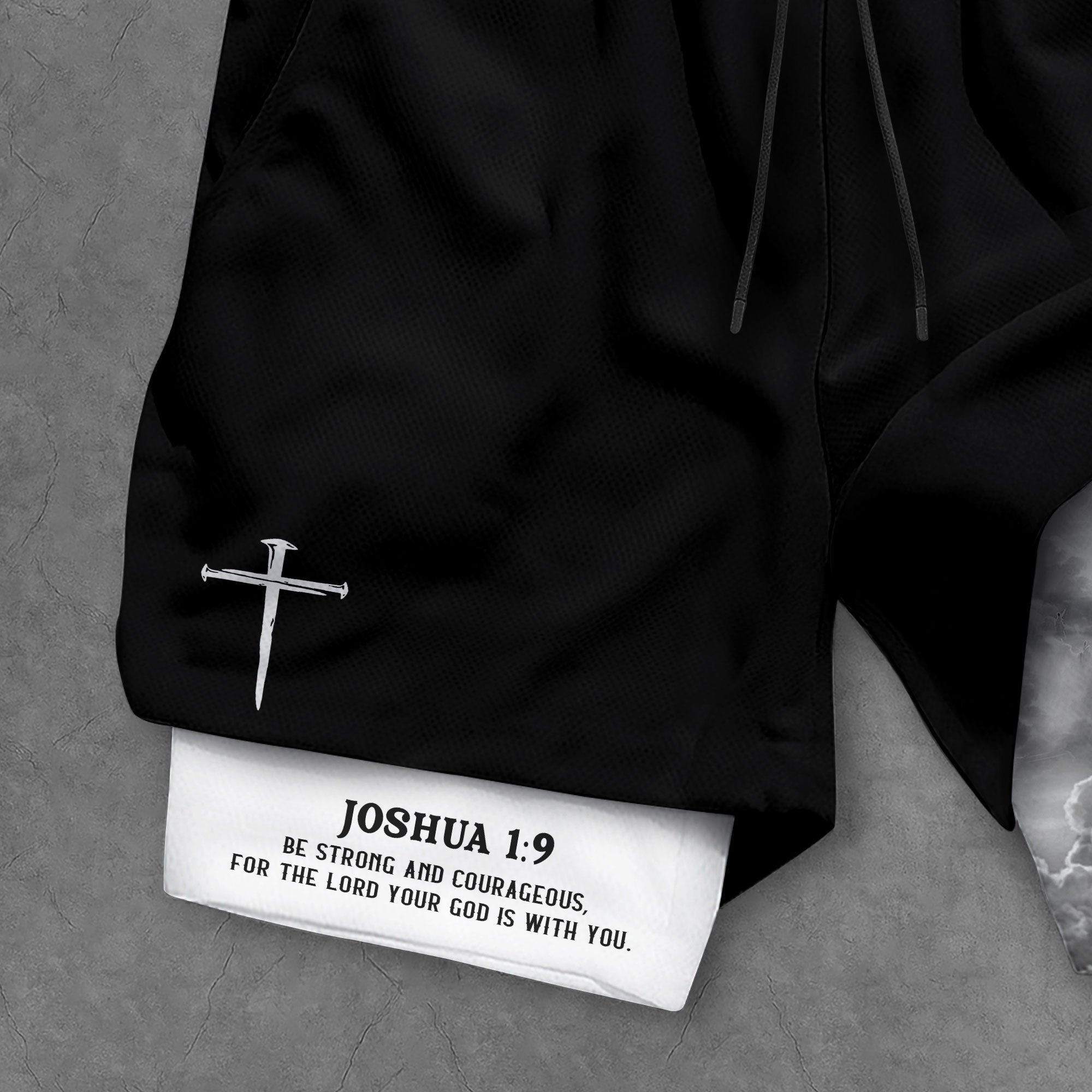 Joshua 1 9 Christian Gym Shorts for Men Lion Cross Faith Design