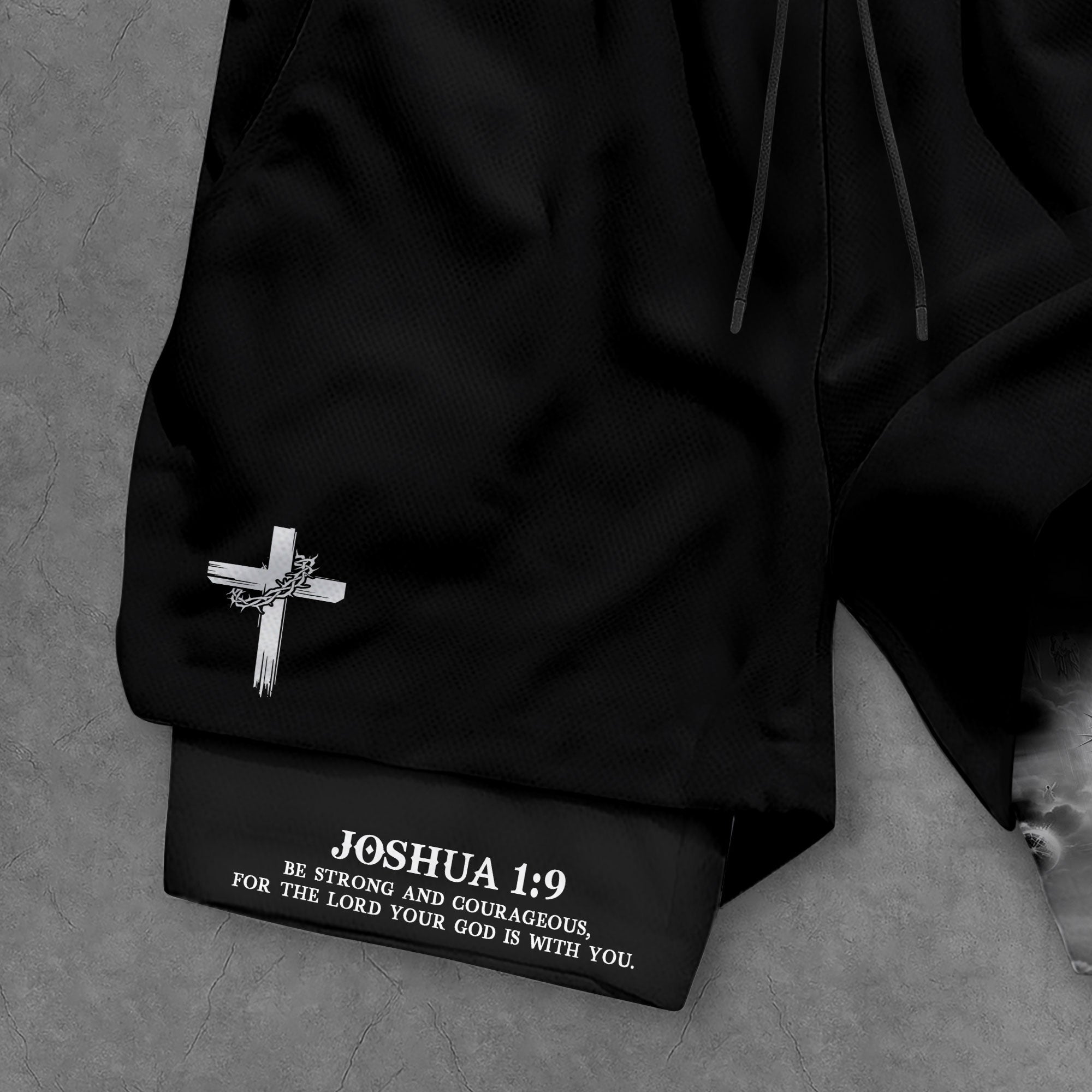 Joshua 1 9 Christian Gym Shorts for Men Jesus Lion Cross Design