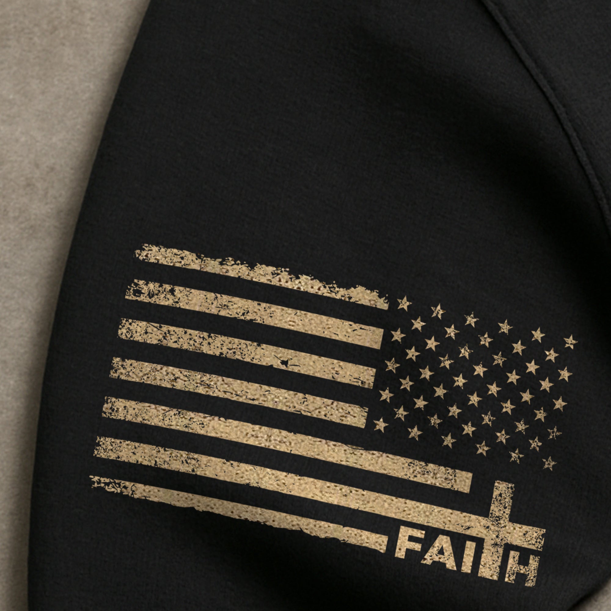 Faith Over Fear Christian Hoodie American Flag Gold Cross Design Religious