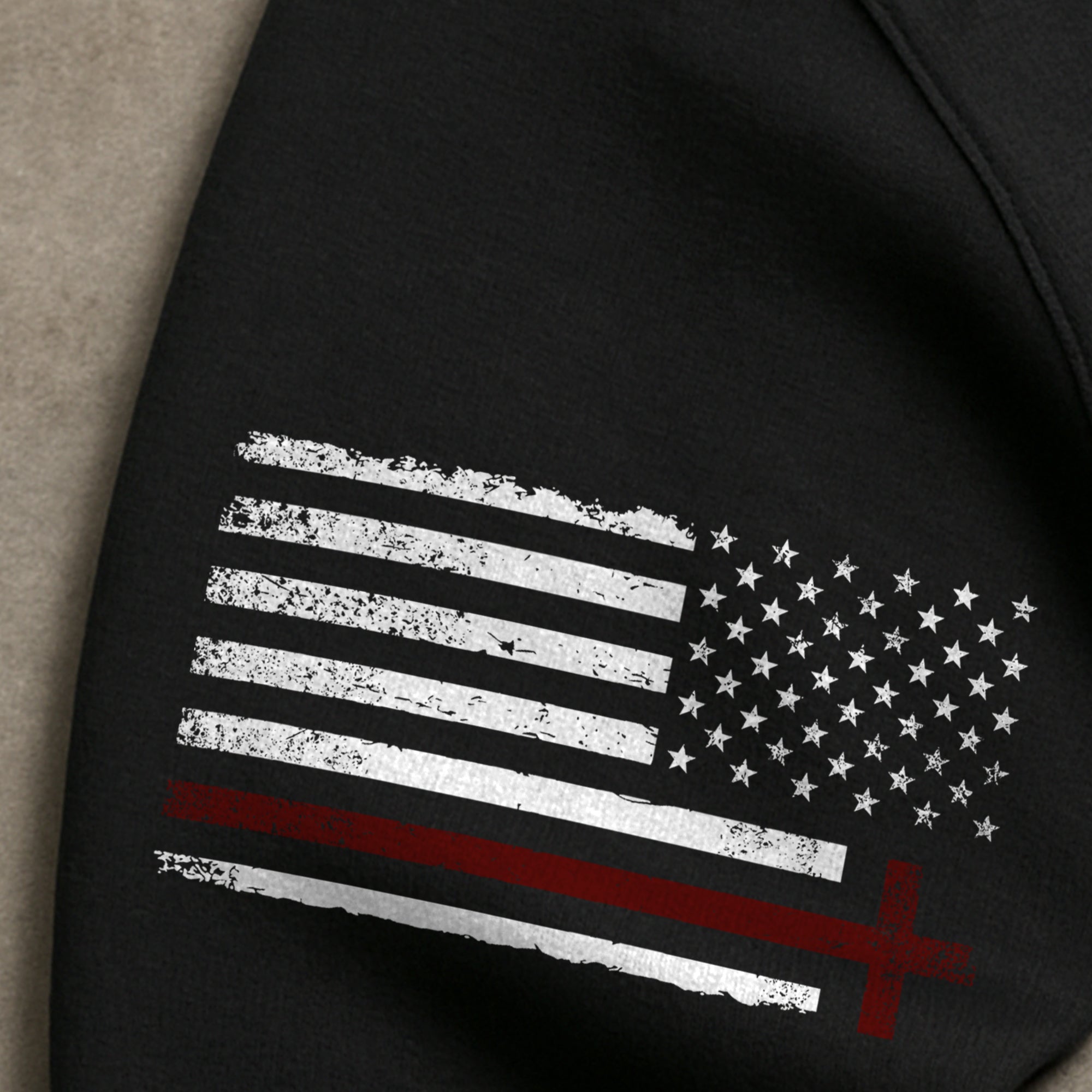Faith Over Fear Christian Hoodie Nail Cross American Flag Design