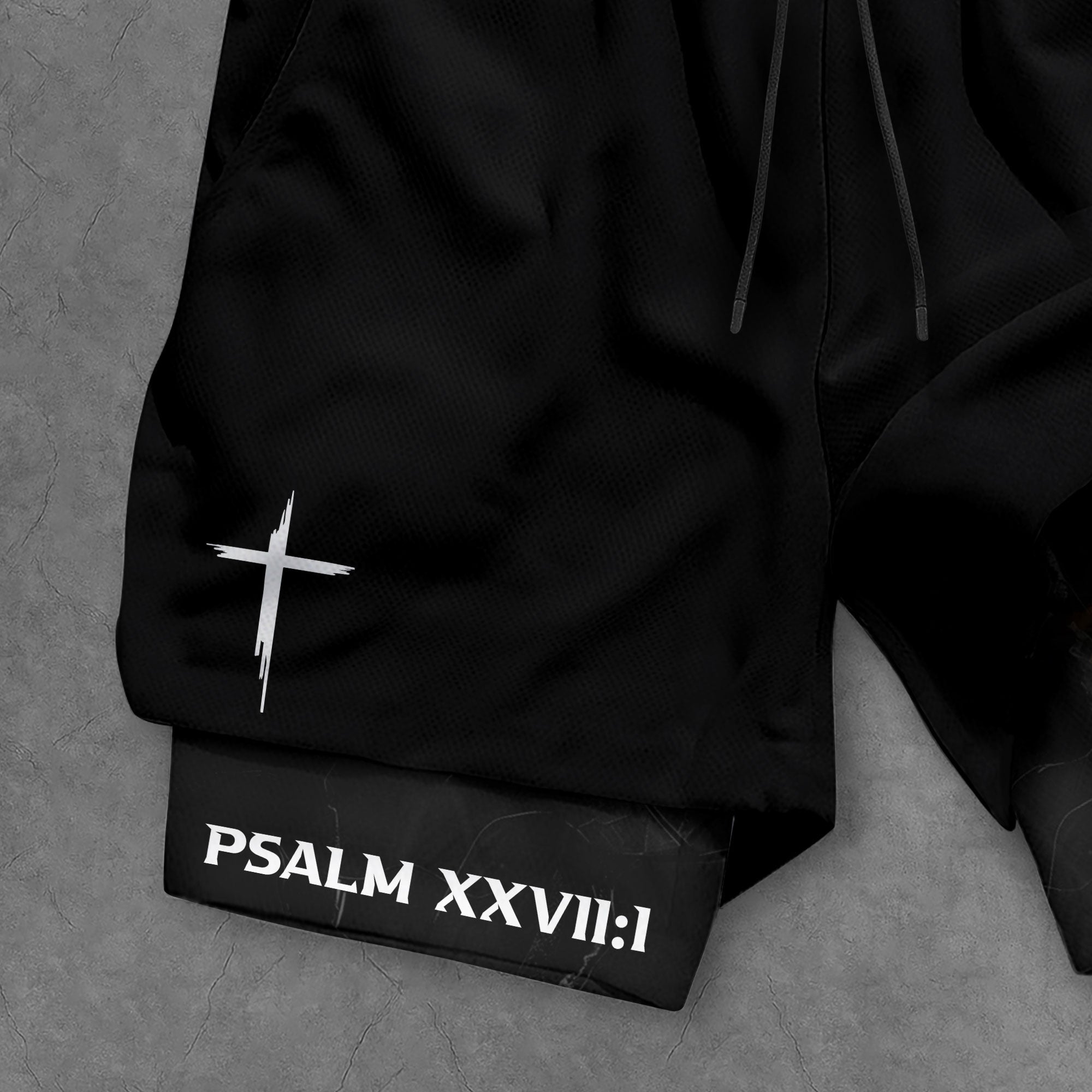 Psalm 27:1 Faith Over Fear Christian Mens Gym Shorts Bible Verse Glowing Gold Design