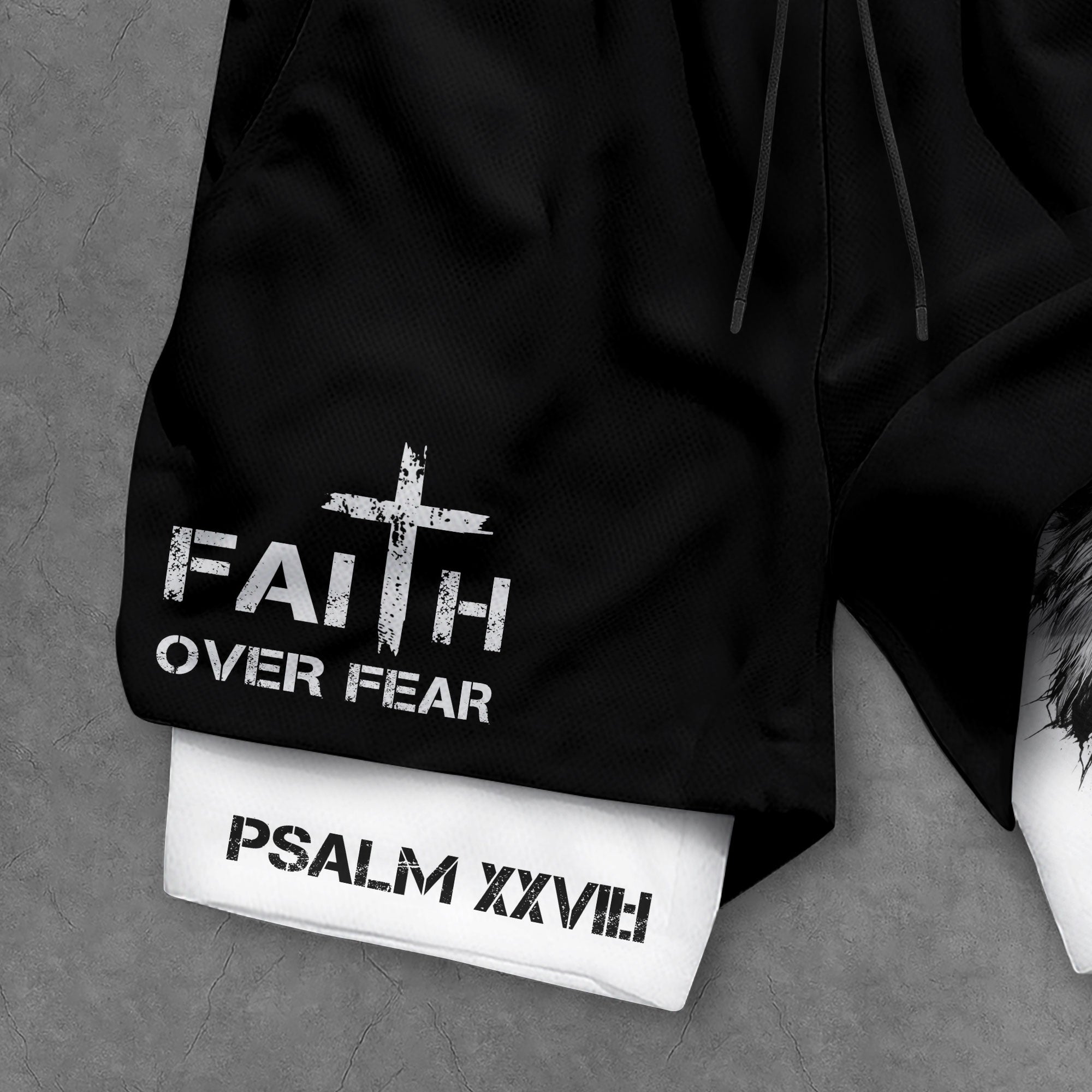 Psalm 27:1 Faith Over Fear Christian Mens Workout Shorts Sketch Lion Bible Verse Art
