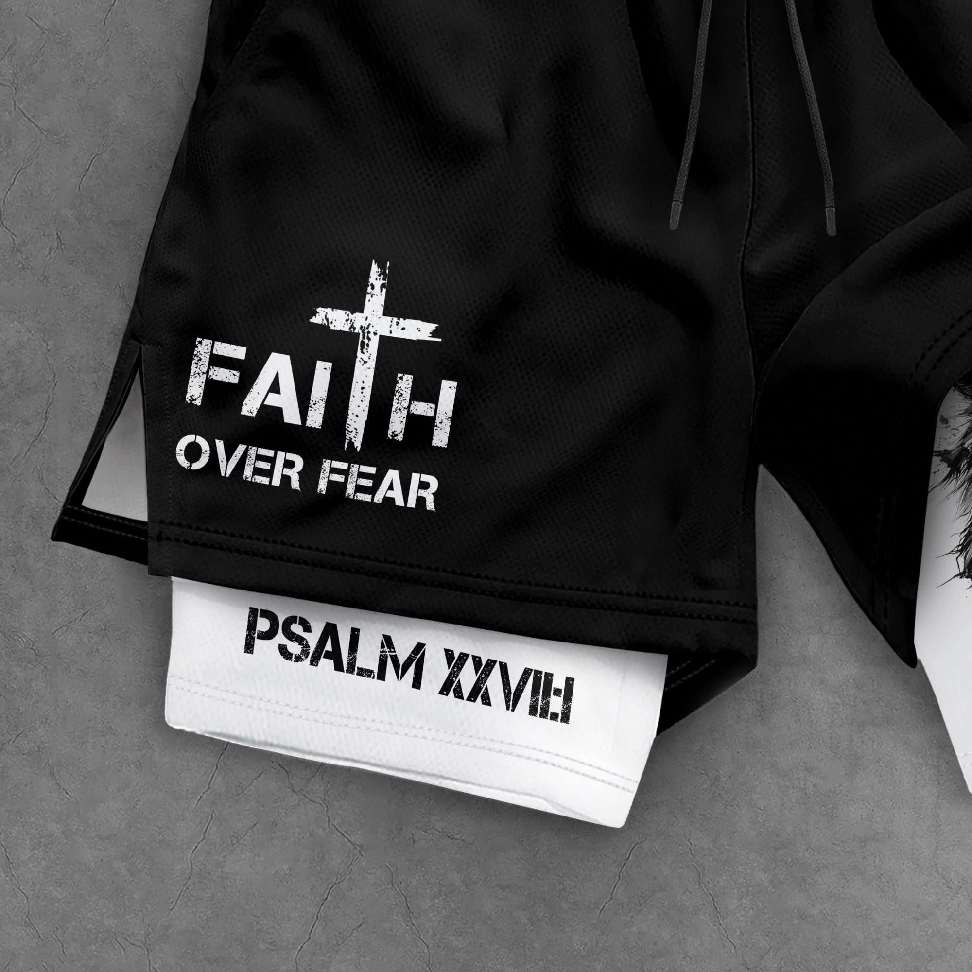 Psalm 27:1 Faith Over Fear Christian Mens Workout Shorts Sketch Lion Bible Verse Art - Rust Field Wear