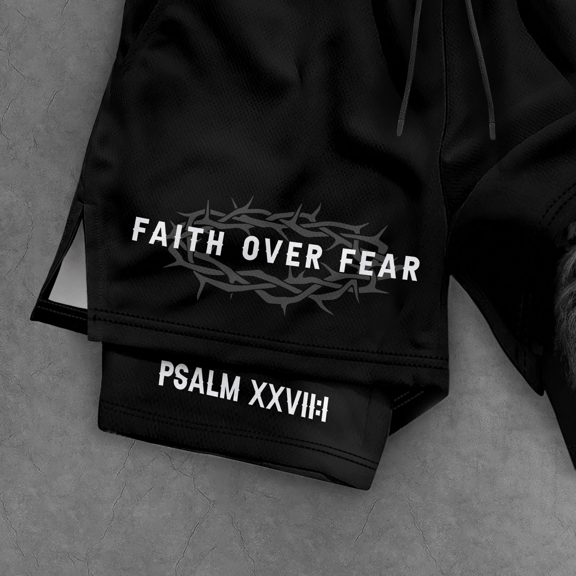 Psalm 27:1 Faith Over Fear Christian Mens Gym Shorts Brown Lion Scripture Design - Rust Field Wear
