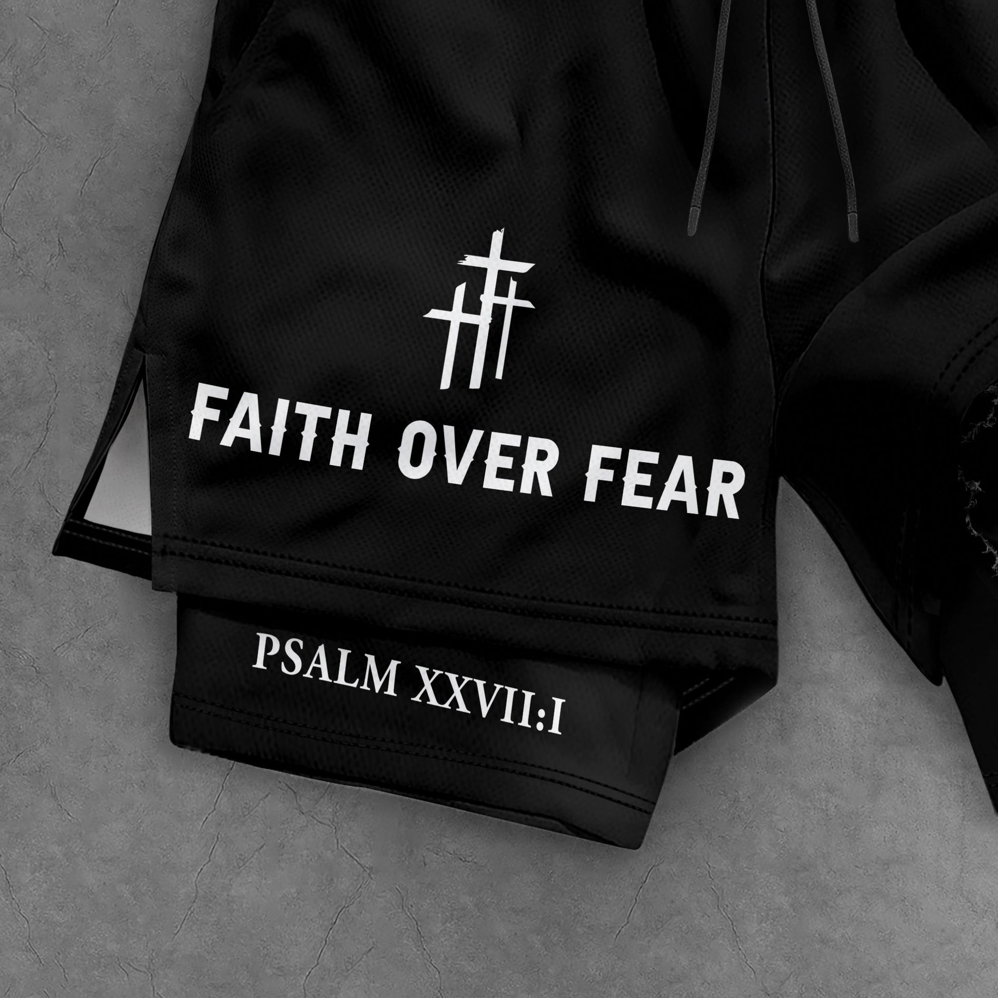 Psalm 27:1 Faith Over Fear Christian Mens Athletic Shorts Roaring Lion Scripture Art - Rust Field Wear